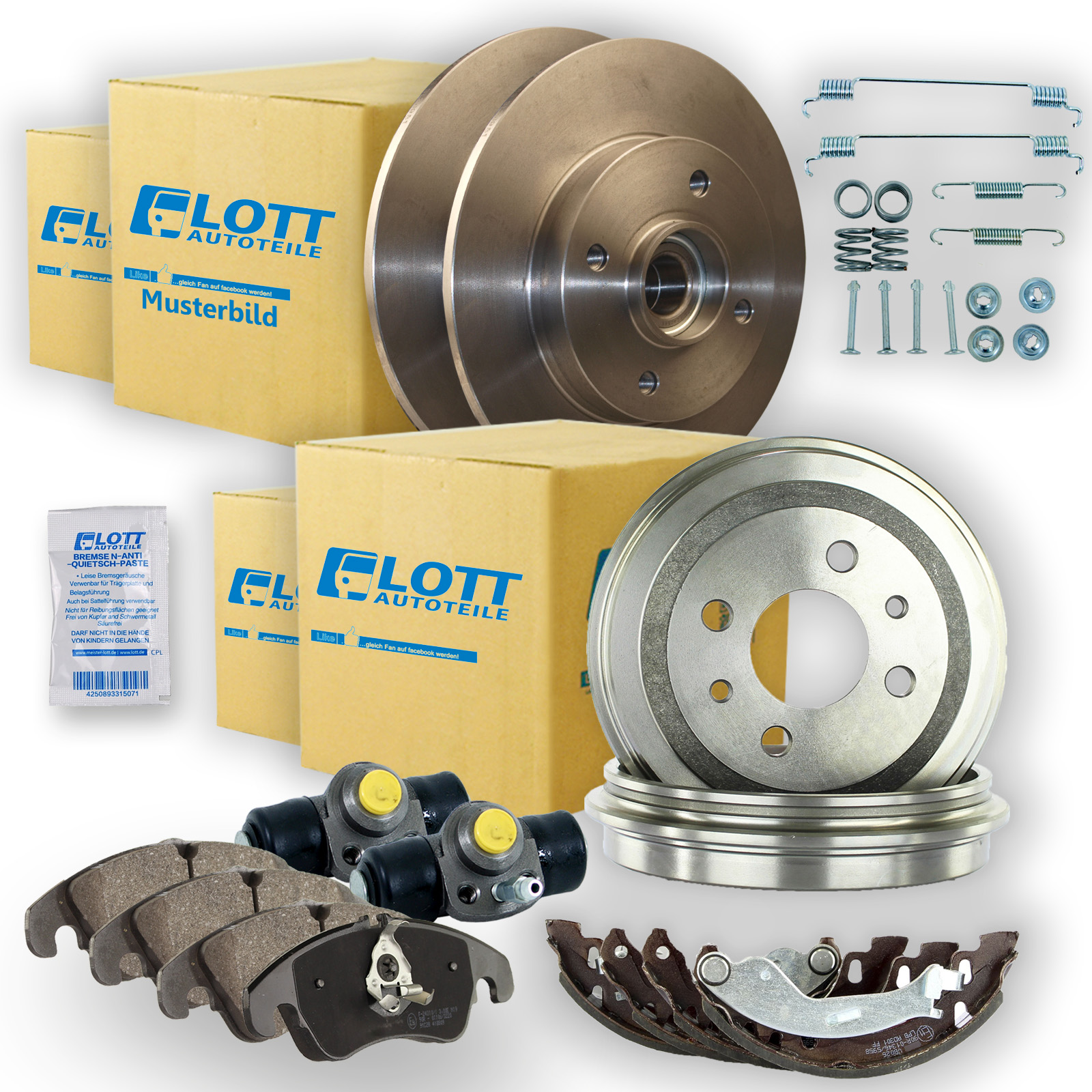 Bremsenkit vorne und hinten + Radbremszylinder passend für Fiat Panda / Classic