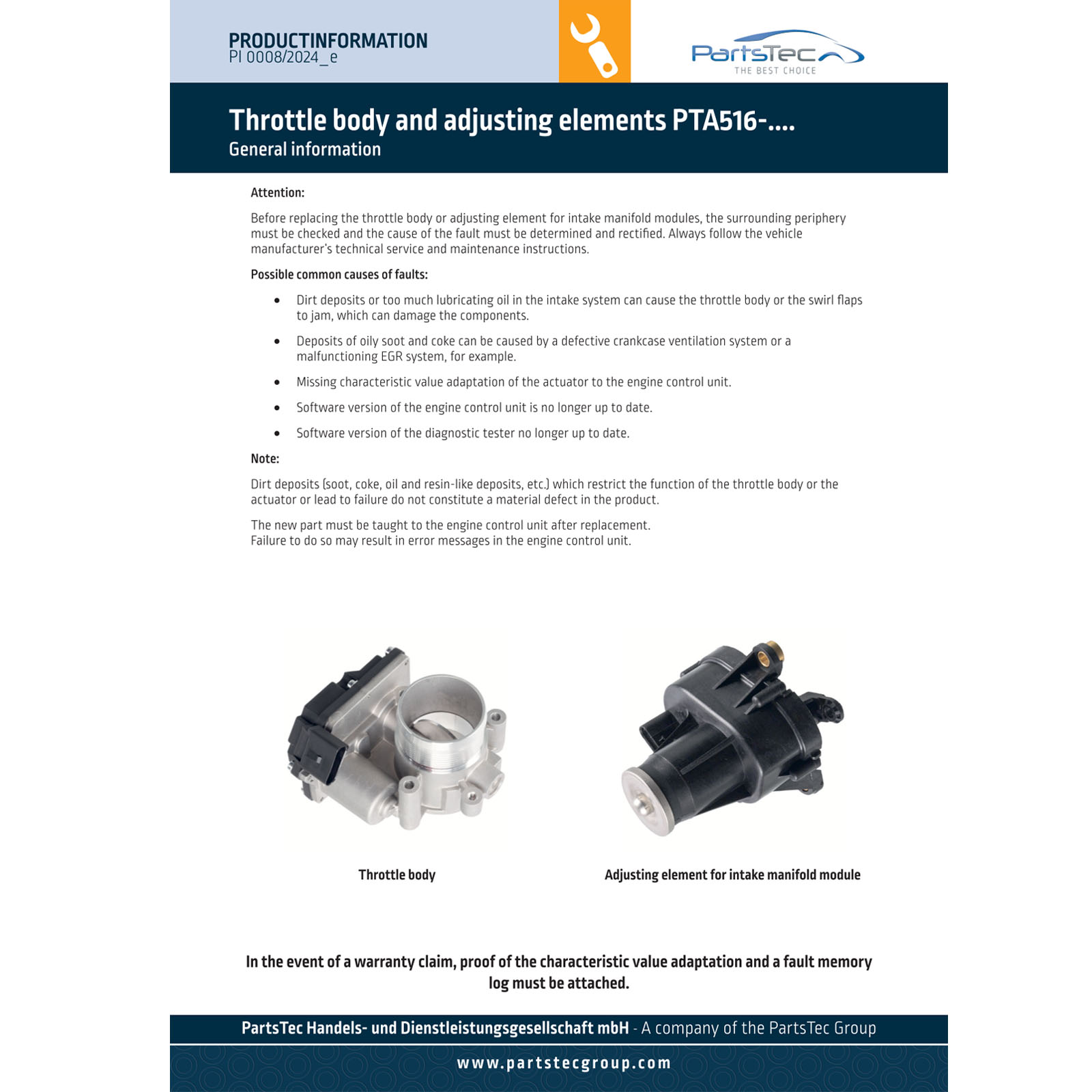 PartsTec Throttle Body