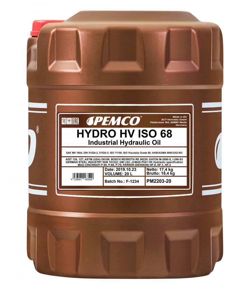 20L Pemco Hydraulik&ouml;l Hydro HV ISO 68 Longlife