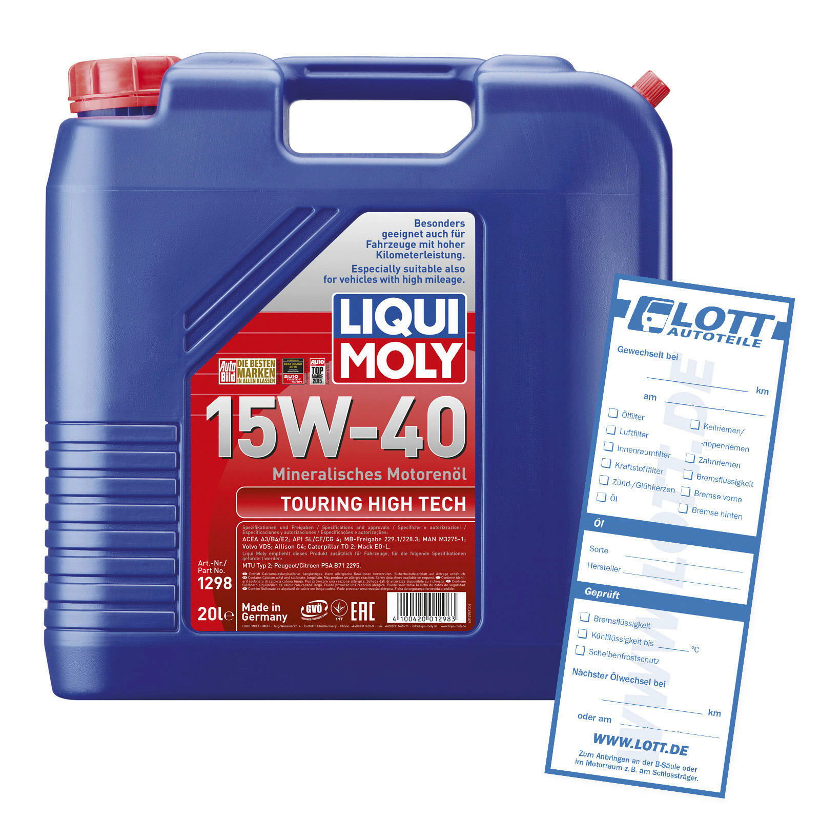 Liqui Moly Motoren&ouml;l Touring High Tech 15W-40 20L 1298