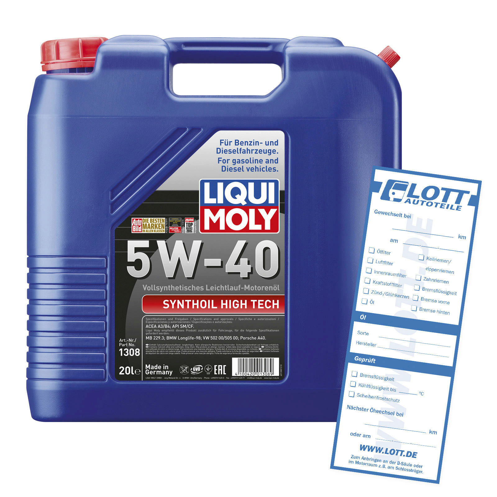 Liqui Moly Leichtlaufmotoren&ouml;l High Tech 5W-40 20L 1308