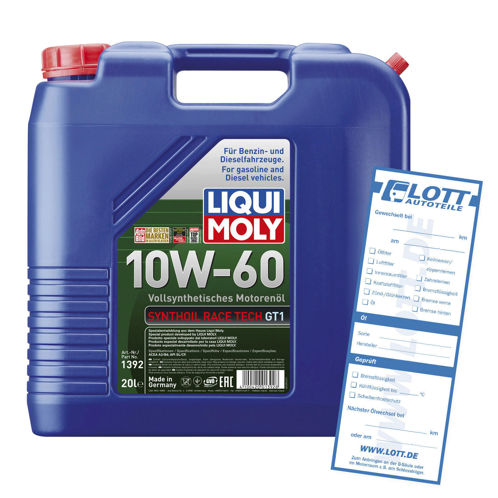 Liqui Moly Leichtlaufmotoren&ouml;l Race Tech GT1 10W-60 20L 1392