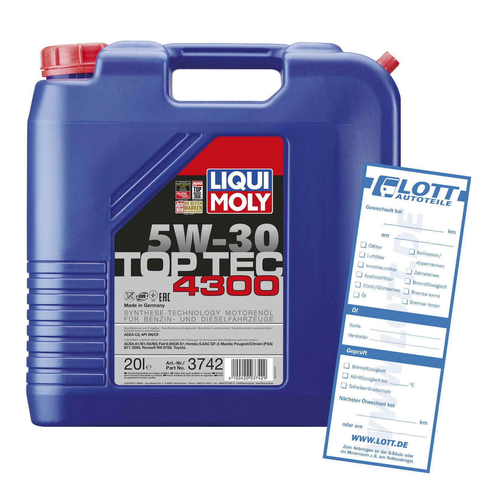 Liqui Moly Leichtlaufmotoren&ouml;l Top Tec 4300 5W-30 20L