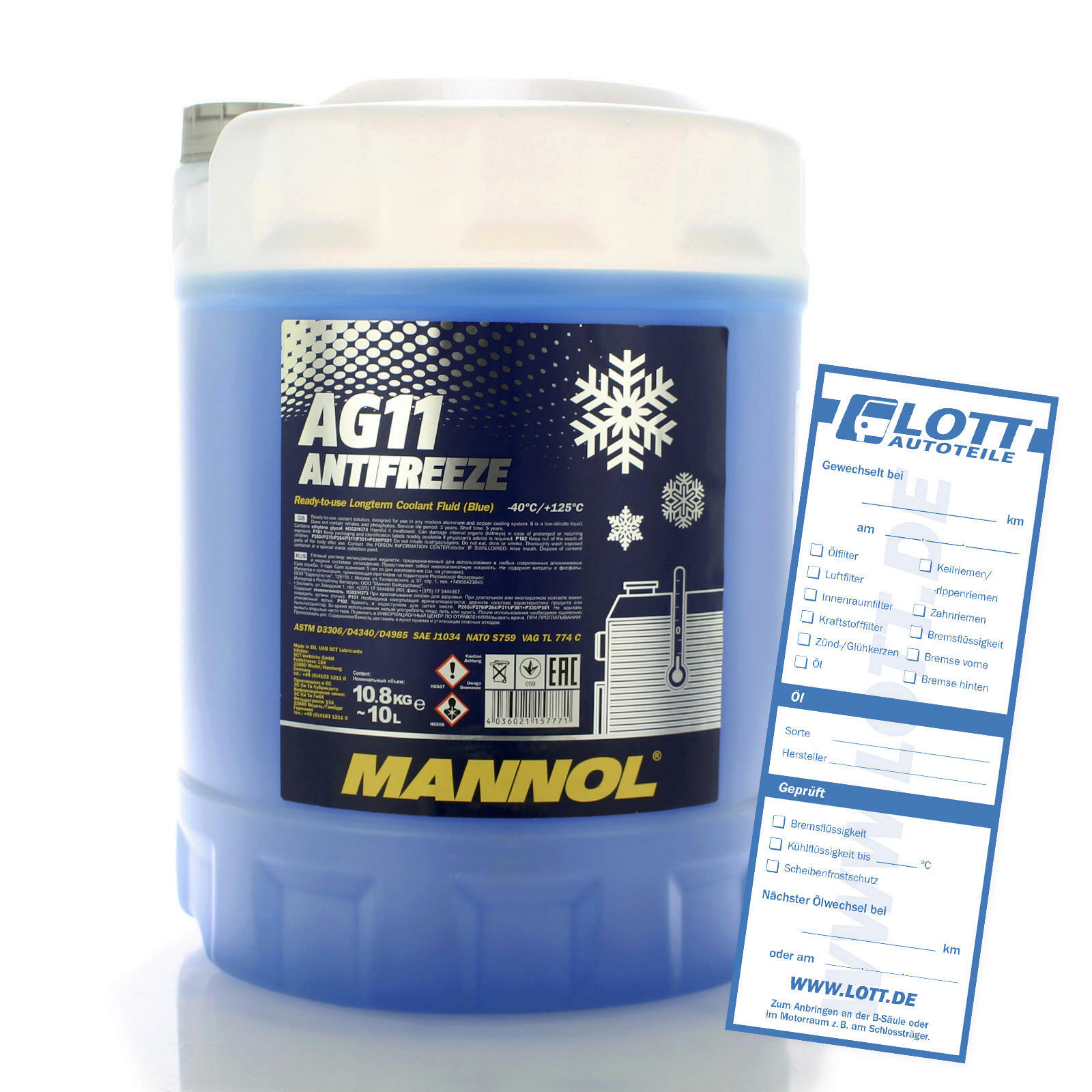 Mannol Kühlerfrostschutz Kühlmittel AG11 blau bis -40° Frostschutz 10L  MN4011-10