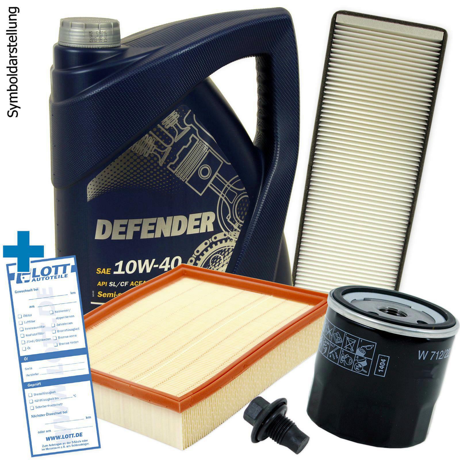 &Ouml;LFILTER + LUFTFILTER + INNENRAUMFILTER + 5L MANNOL &Ouml;L + &Ouml;LABLASSSCHRAUBE