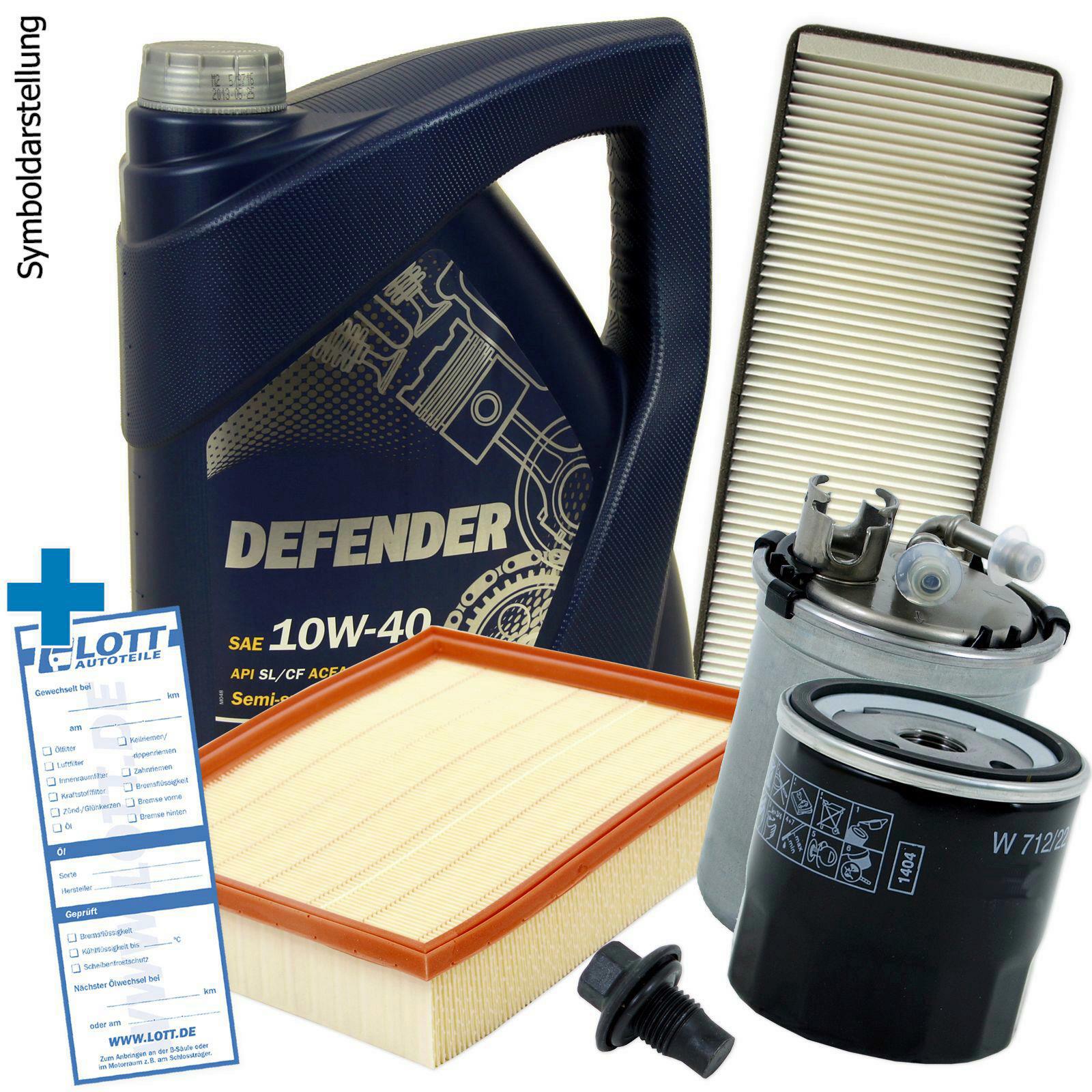 &Ouml;LFILTER + LUFTFILTER + INNENRAUMFILTER + KRAFTSTOFFFILTER + 5L MANNOL &Ouml;L
