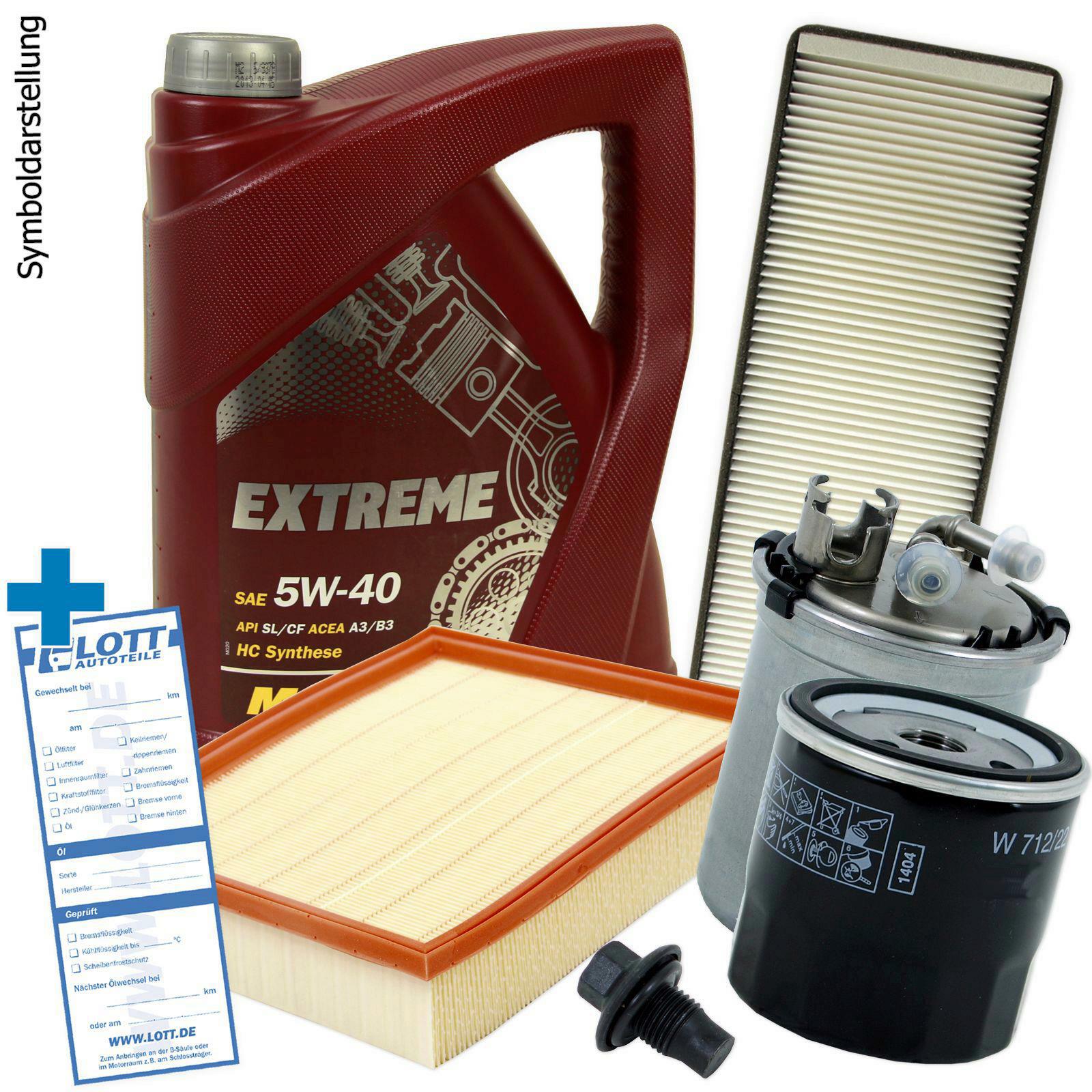 &Ouml;LFILTER + LUFTFILTER + INNENRAUMFILTER + KRAFTSTOFFFILTER + 5L MANNOL &Ouml;L