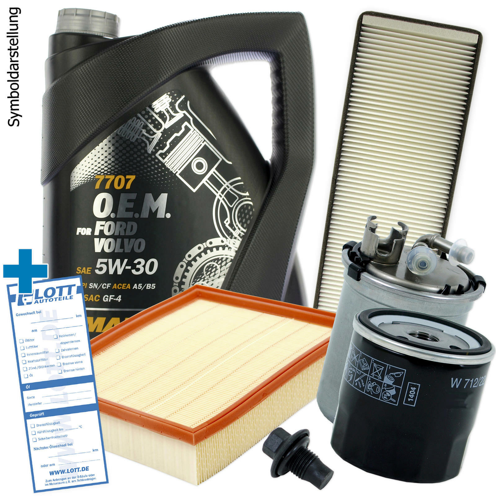 ÖLFILTER + LUFTFILTER + INNENRAUMFILTER + KRAFTSTOFFFILTER + 5L MANNOL &...
