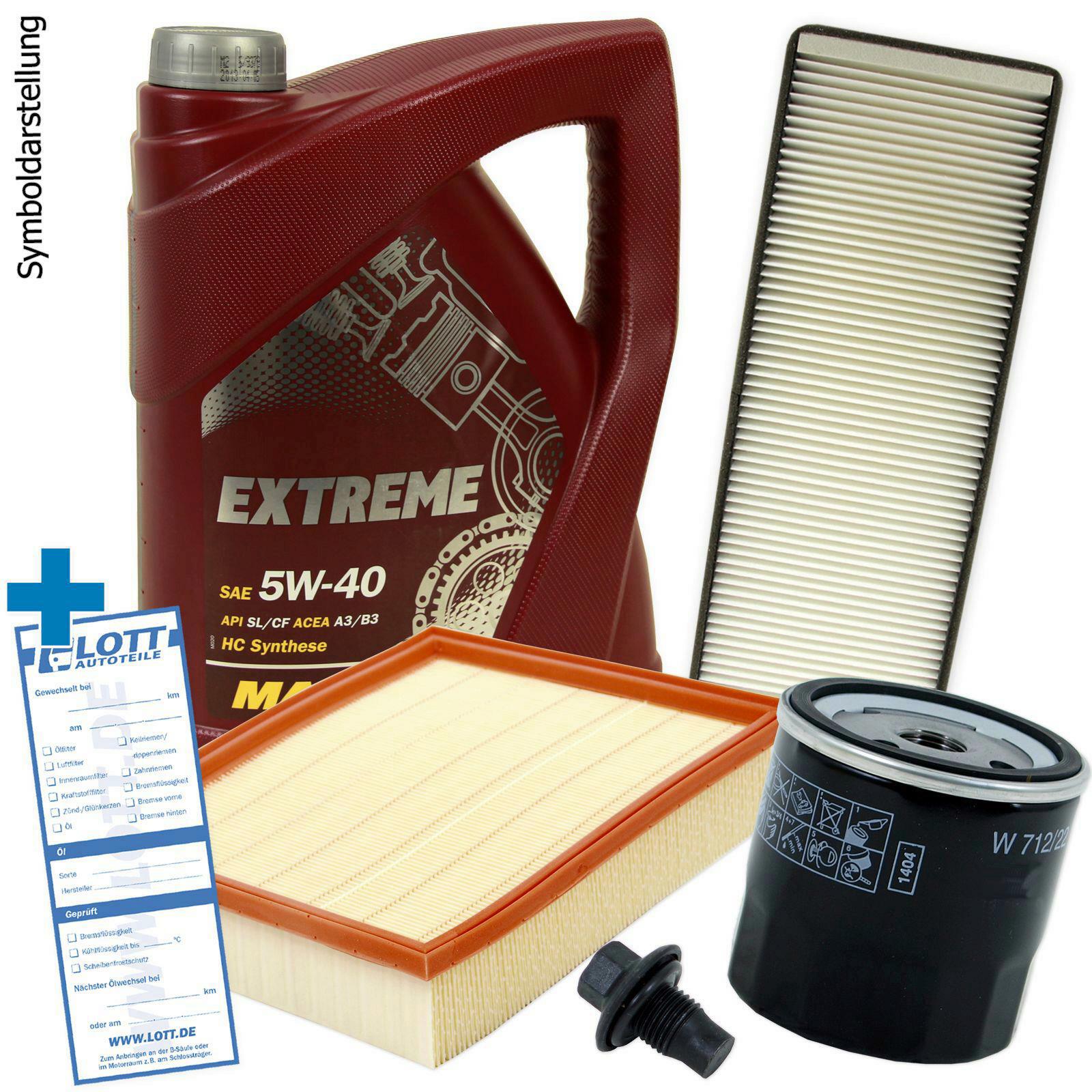 &Ouml;LFILTER + LUFTFILTER + INNENRAUMFILTER + 5L MANNOL &Ouml;L + &Ouml;LABLASSSCHRAUBE