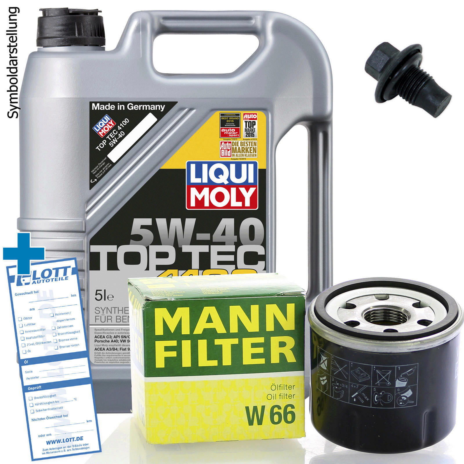 Ölwechsel Set 5L 5W40 Öl Motoröl LIQUI MOLY + MANN Ölfilter + Ablassschraube