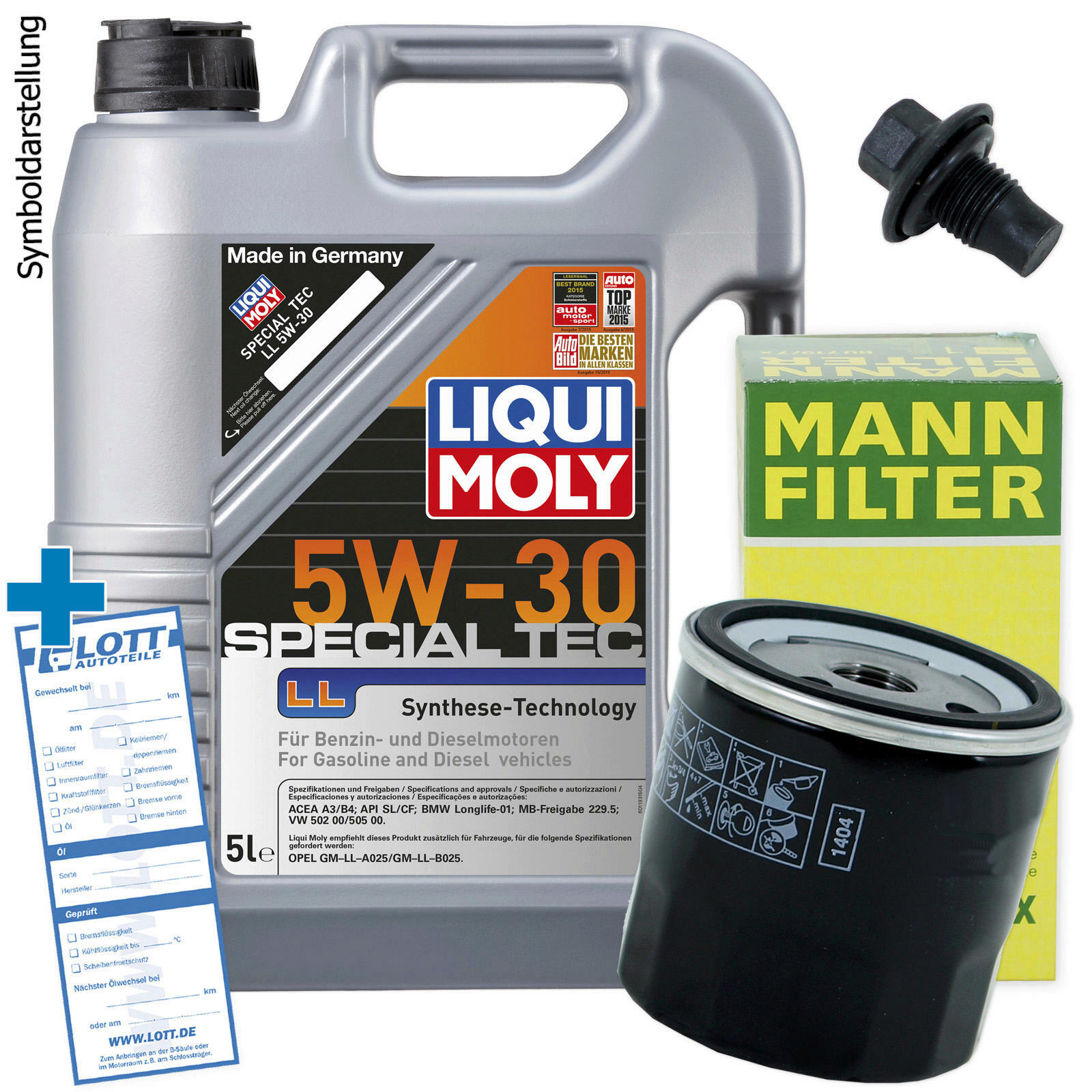 Ölwechsel Set 5L 5W30 Öl Motoröl LIQUI MOLY + MANN Ölfilter + Ablassschraube