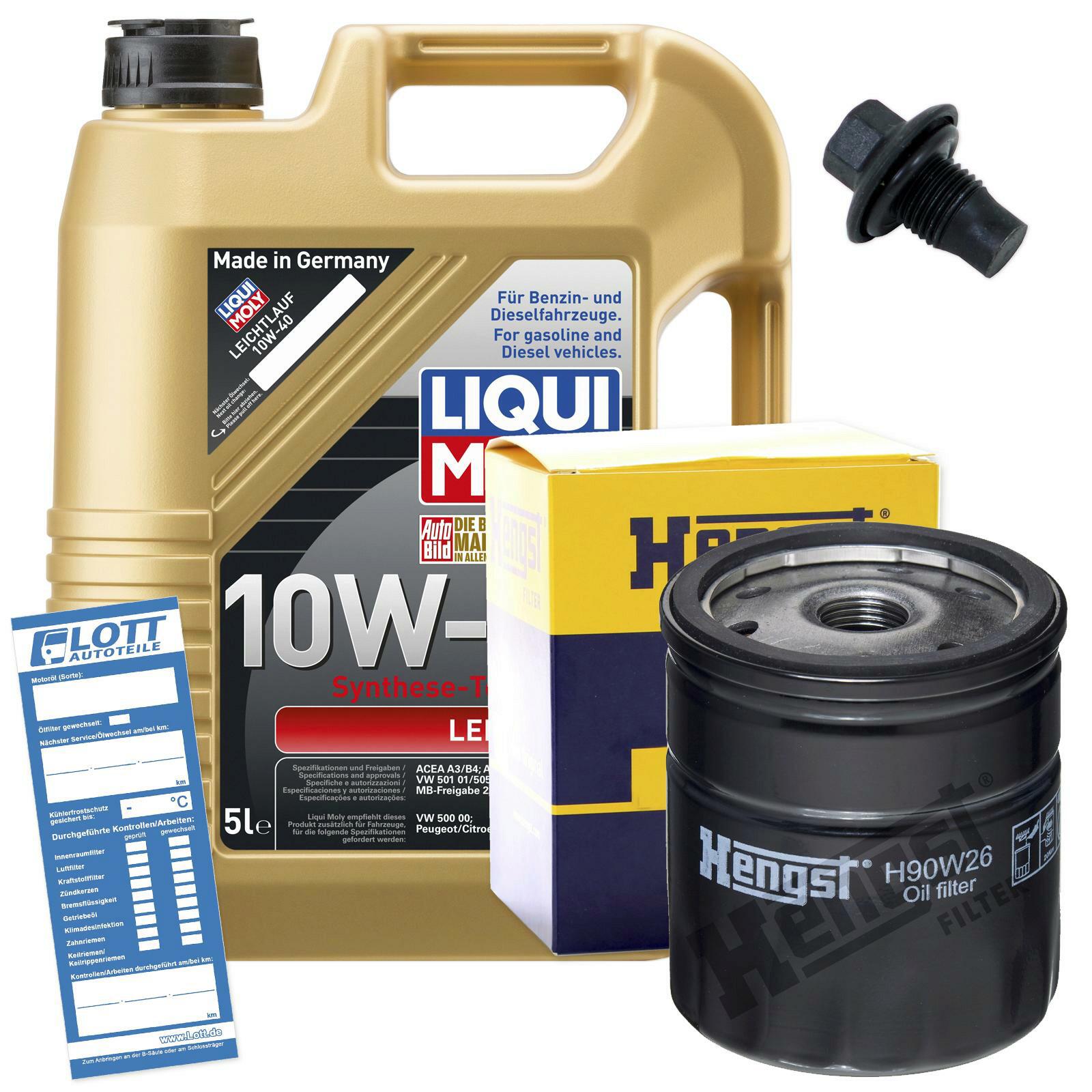 Ölwechsel Set 5L Liqui Moly Motoröl + Hengst Ölfilter + Ablassschraube