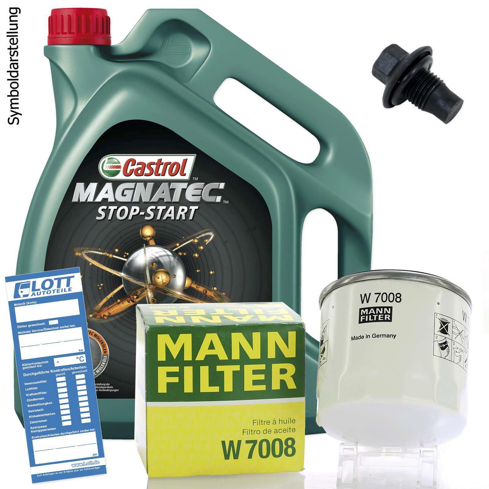 Ölwechsel Set 5L 5W30 Öl Motoröl Castrol + MANN Ölfilter + Ablassschraube