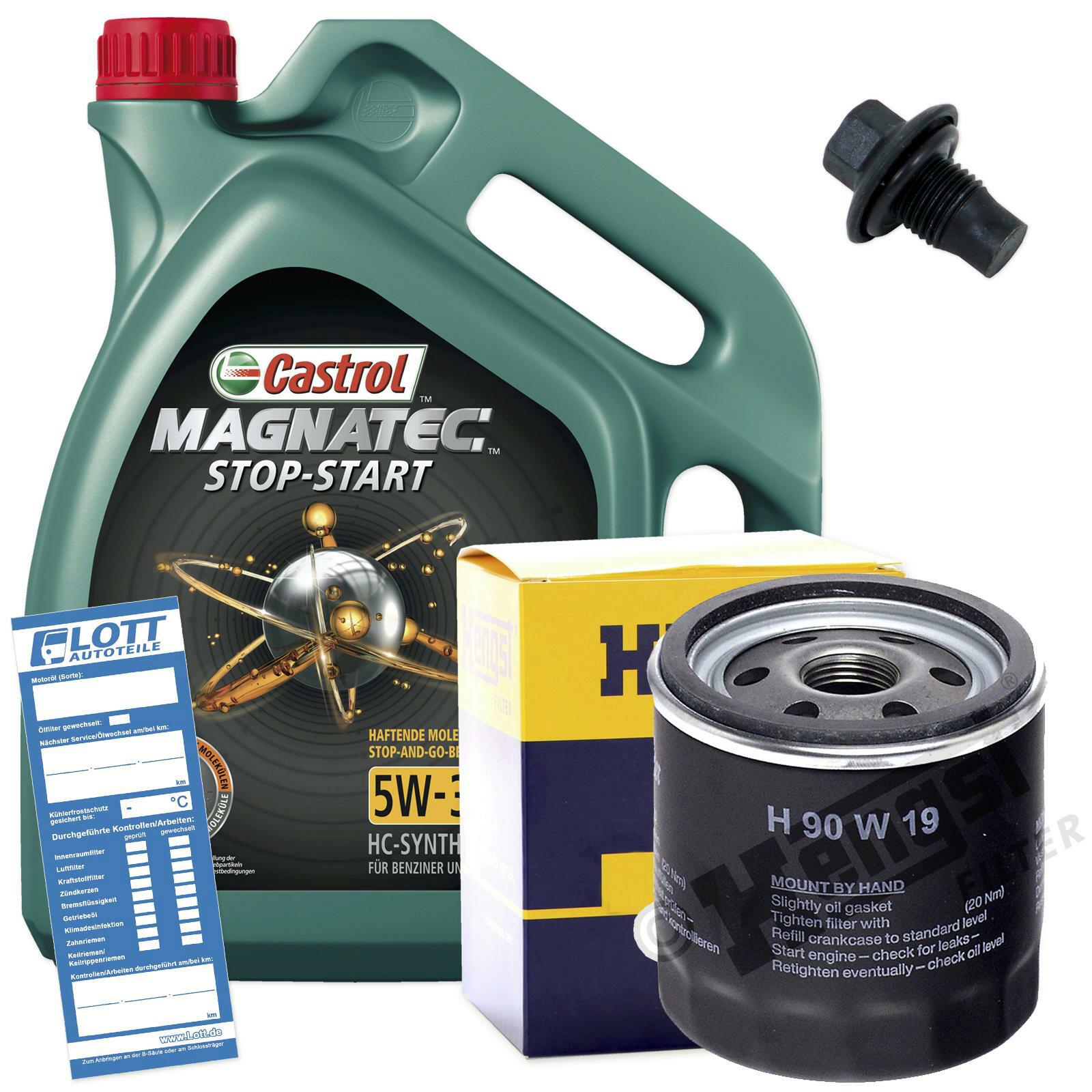 Ölwechsel Set Castrol Motoröl + Hengst Ölfilter + Ablassschraube