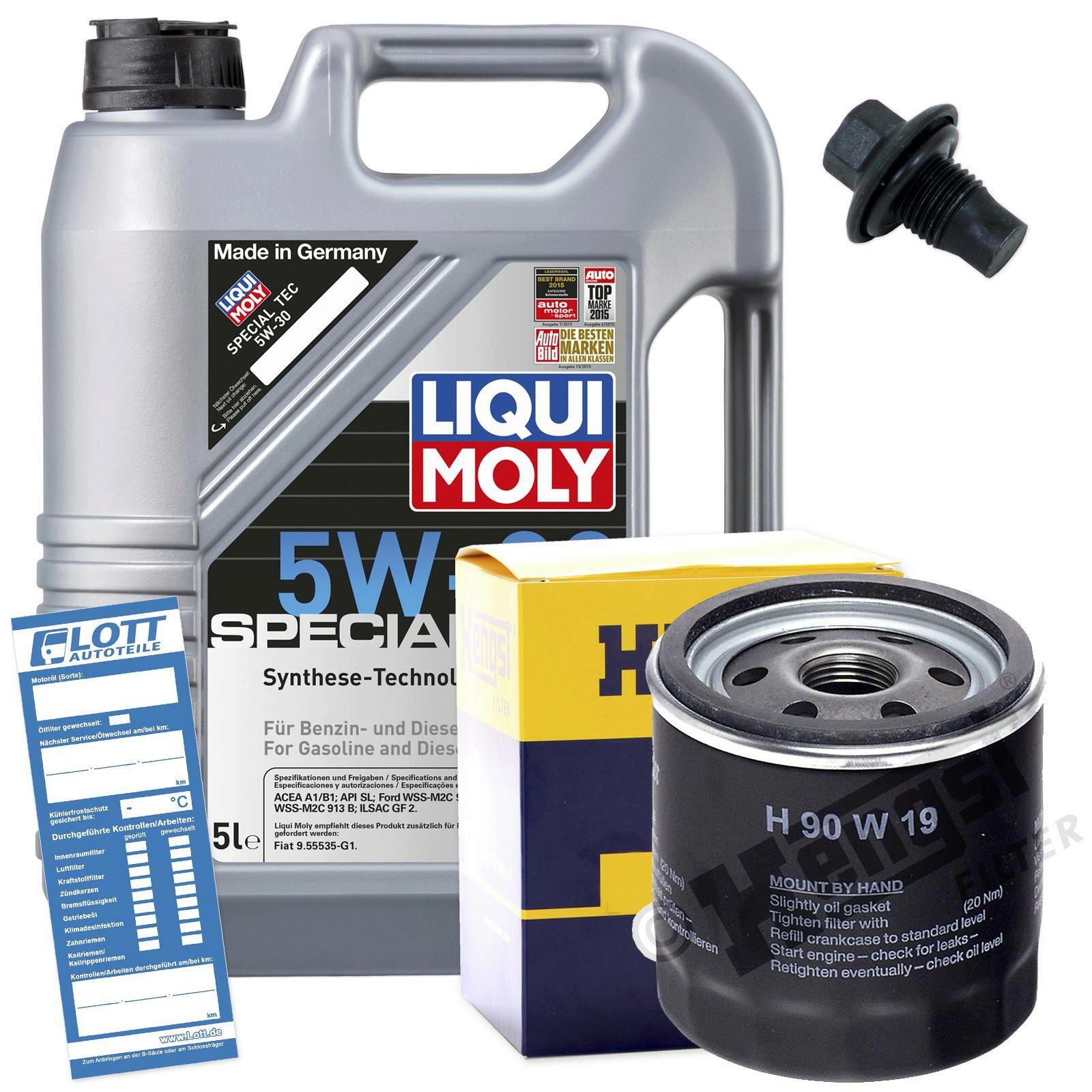 Ölwechsel Set 5L 5W30 Öl Motoröl LIQUI MOLY + HENGST Ölfilter + Ablassschraube