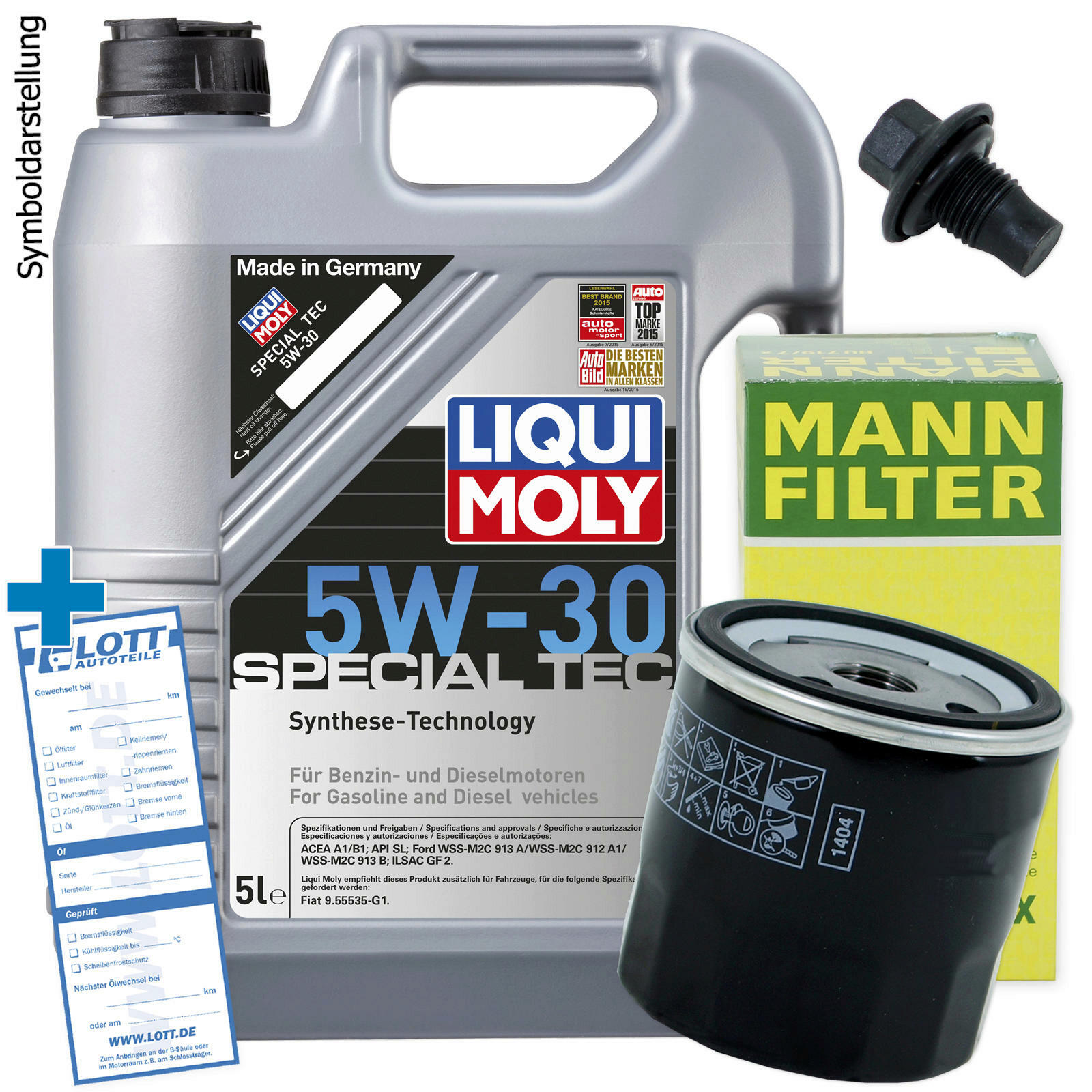 Ölwechsel Set 5L 5W30 Öl Motoröl LIQUI MOLY + MANN Ölfilter + Ablassschraube