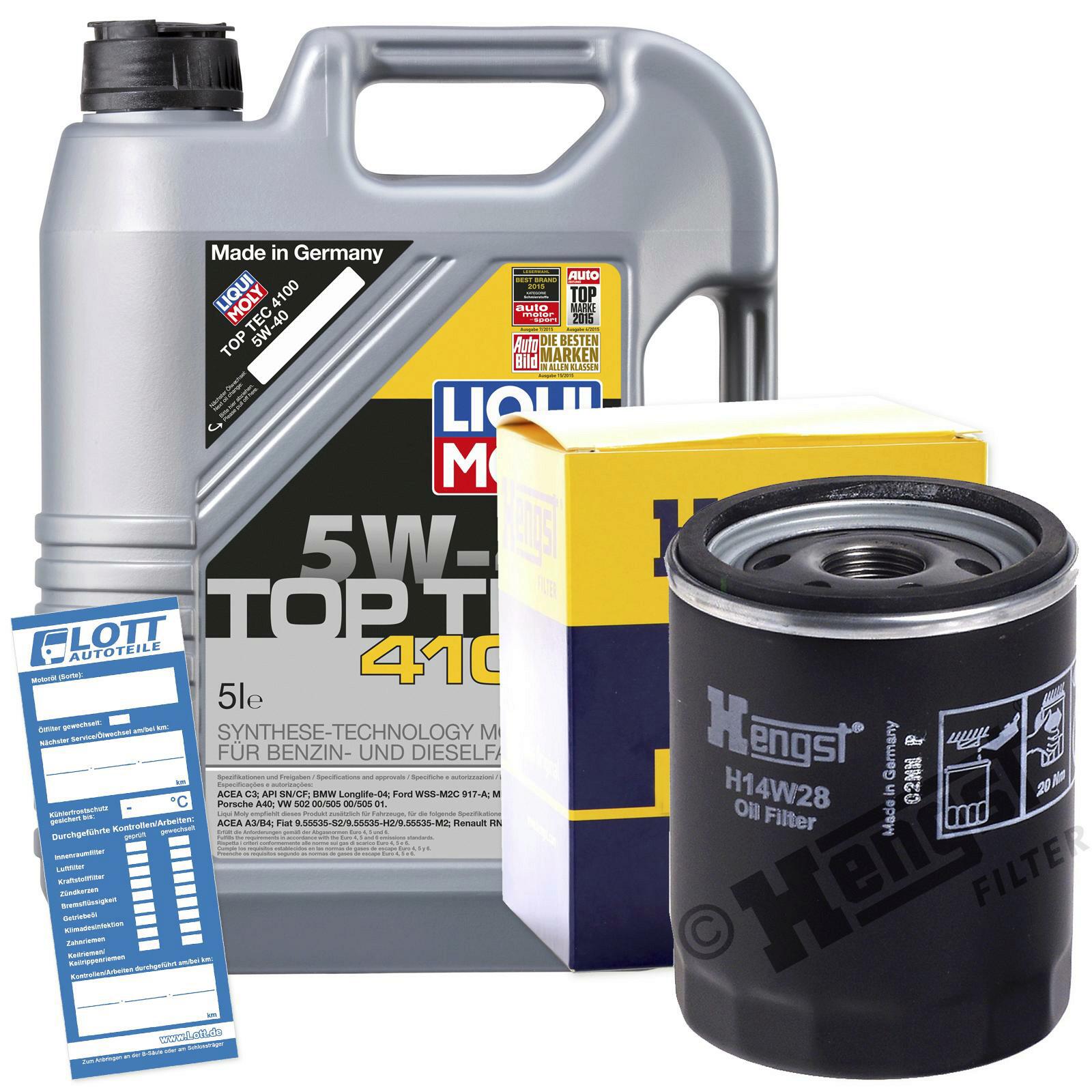 Ölwechsel Set 5L 5W40 Öl Motoröl LIQUI MOLY + HENGST Ölfilter