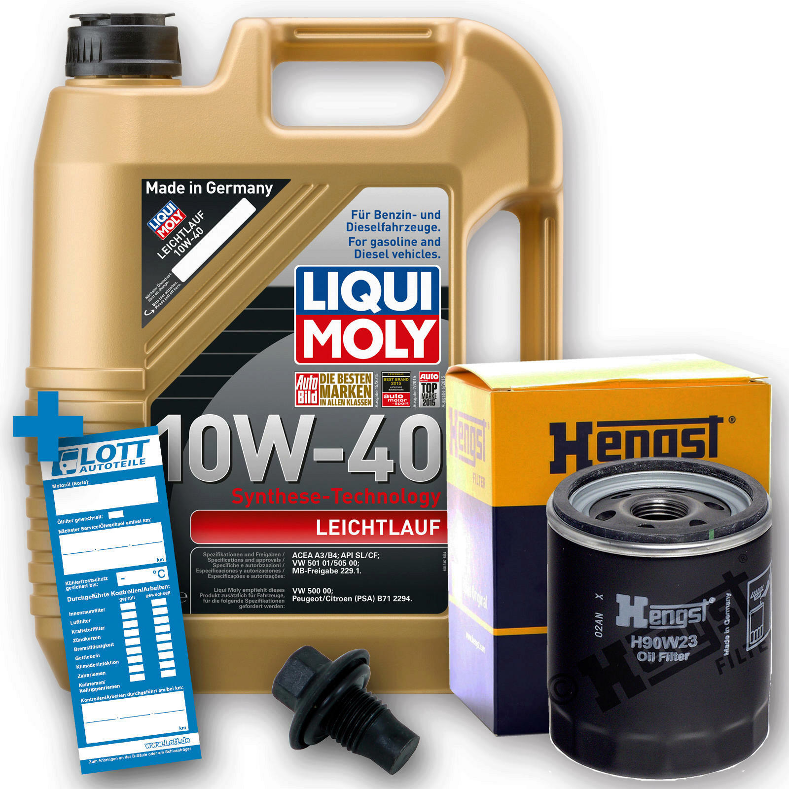 Ölwechsel Set 5L Liqui Moly Motoröl + Hengst Ölfilter + Ablassschraube