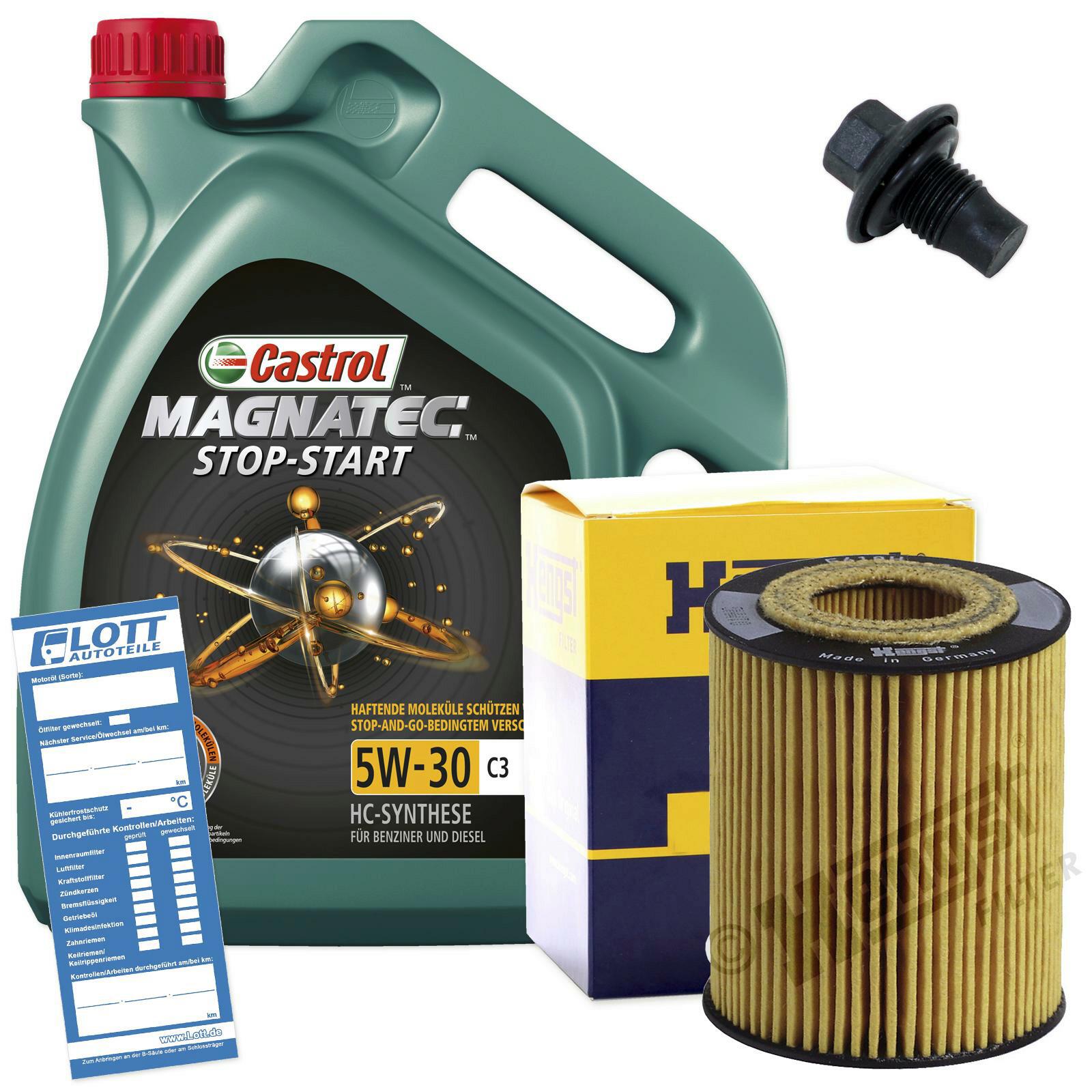 Ölwechsel Set Castrol Motoröl + Hengst Ölfilter + Ablassschraube