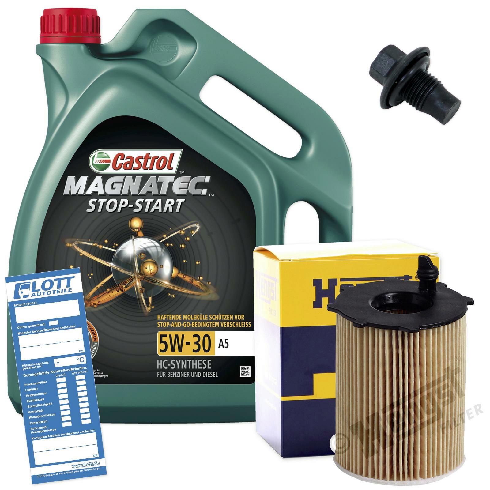 Ölwechsel Set Castrol Motoröl + Hengst Ölfilter + Ablassschraube