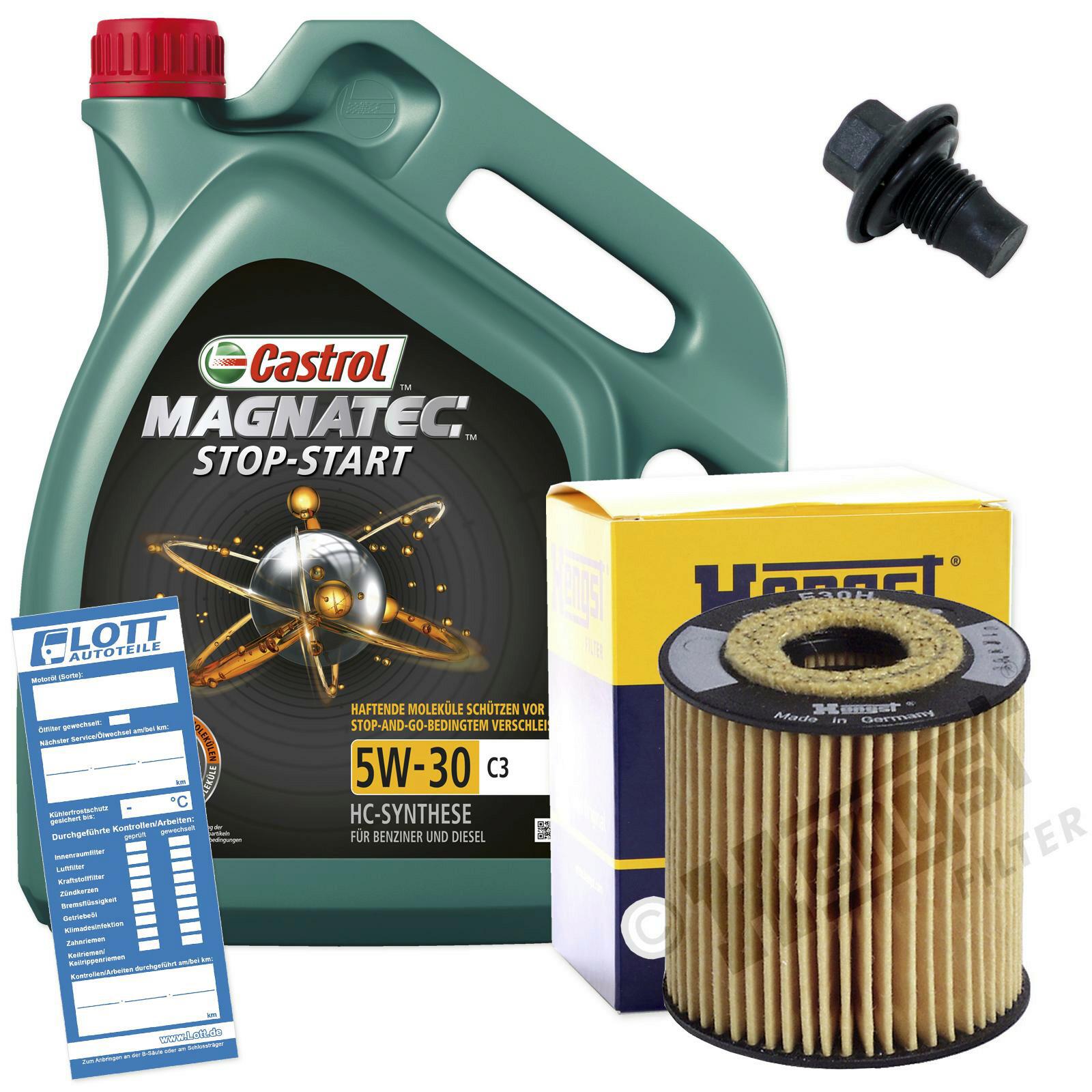 Ölwechsel Set Castrol Motoröl + Hengst Ölfilter + Ablassschraube