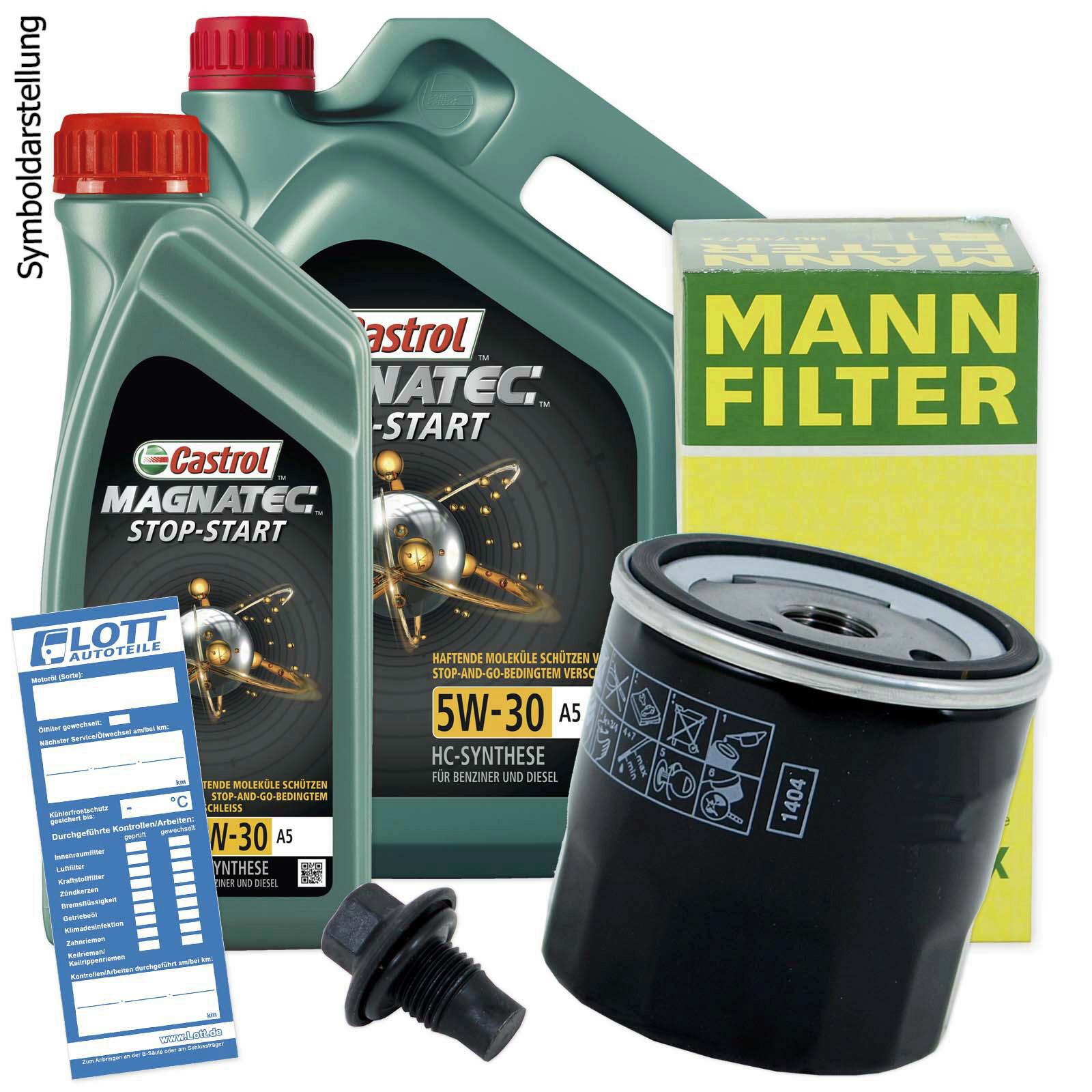 Ölwechsel Set 6L 5W30 Öl Motoröl CASTROL + MANN Ölfilter ...