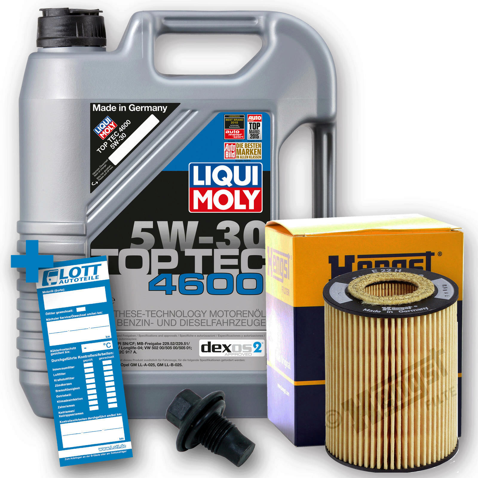 Ölwechsel Set 5L Liqui Moly Motoröl + Hengst Ölfilter + Ablassschraube