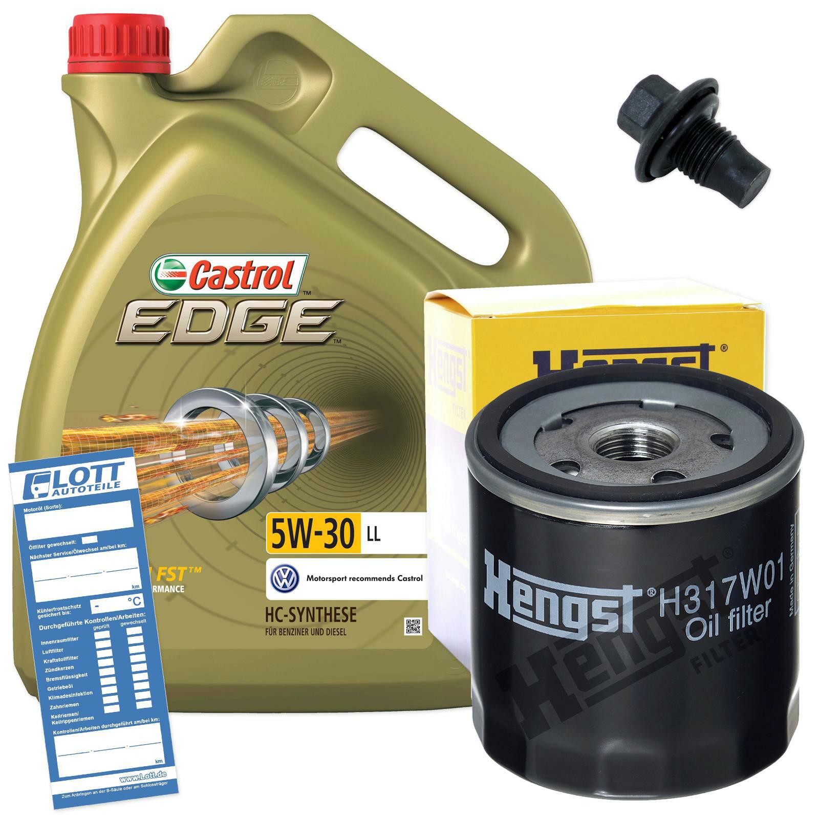 Ölwechsel Set Castrol Motoröl + Hengst Ölfilter + Ablassschraube