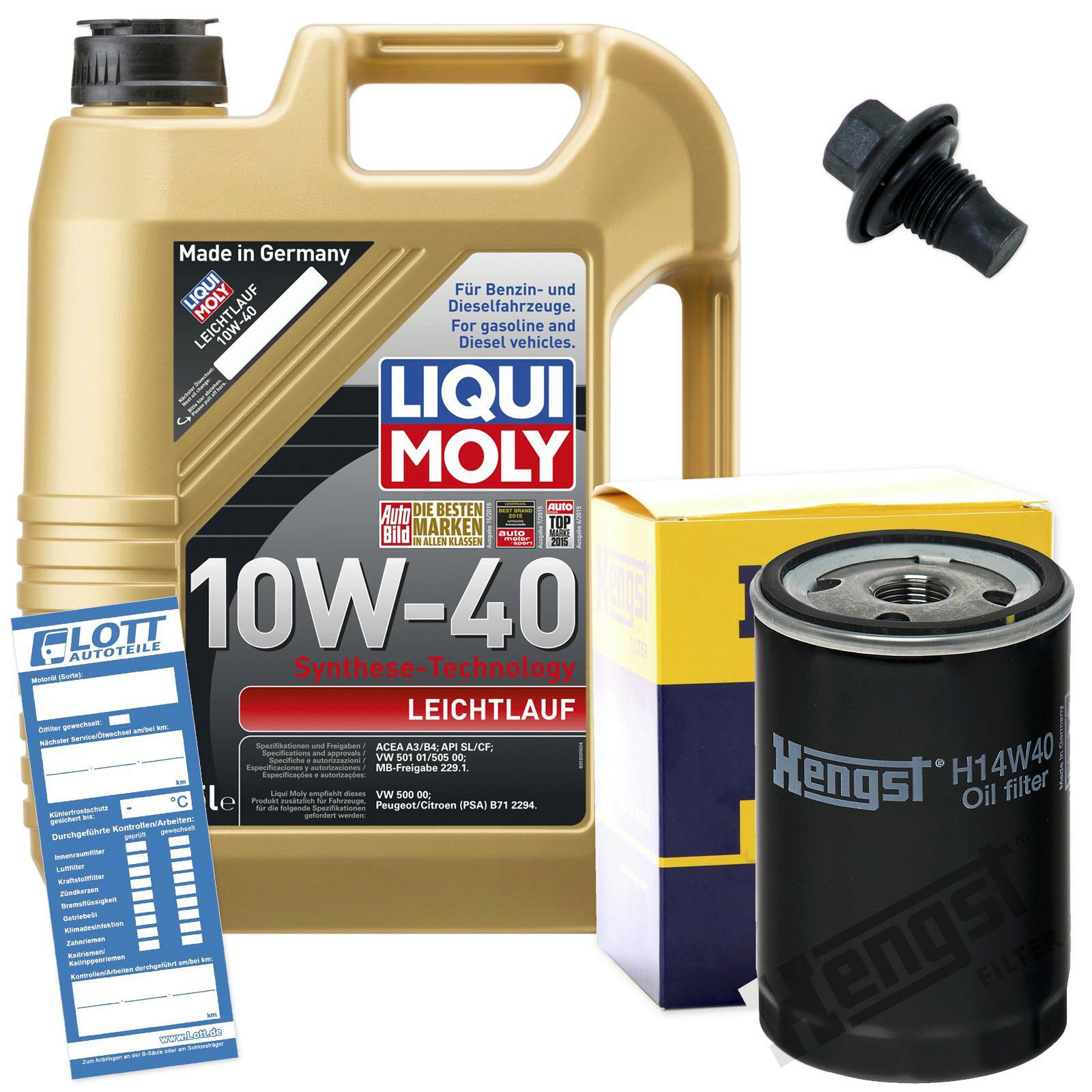 Ölwechsel Set 5L 5W30 Öl Motoröl LIQUI MOLY + HENGST Ölfilter + Ablassschraube