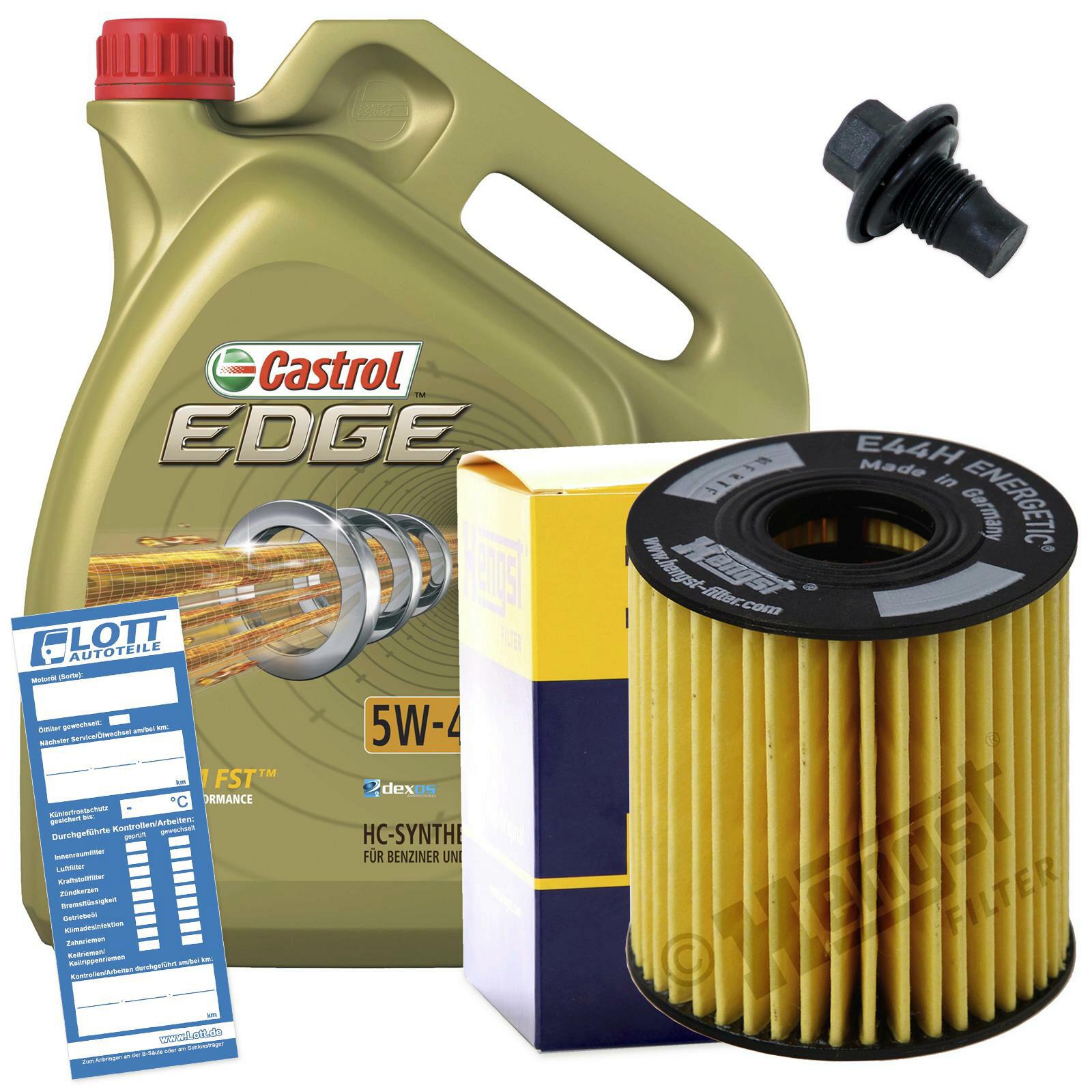 Ölwechsel Set Castrol Motoröl + Hengst Ölfilter + Ablassschraube