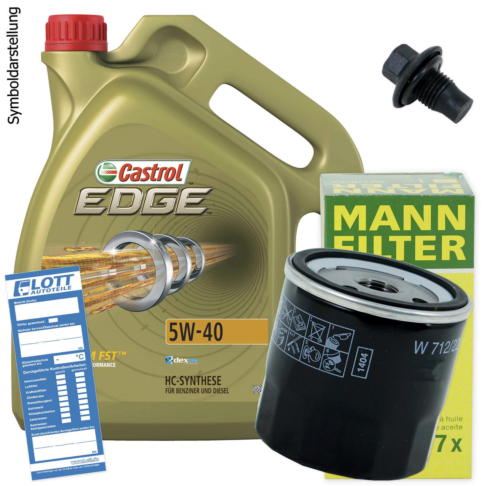 Ölwechsel Set Castrol Motoröl + MANN Ölfilter + Ablassschraube