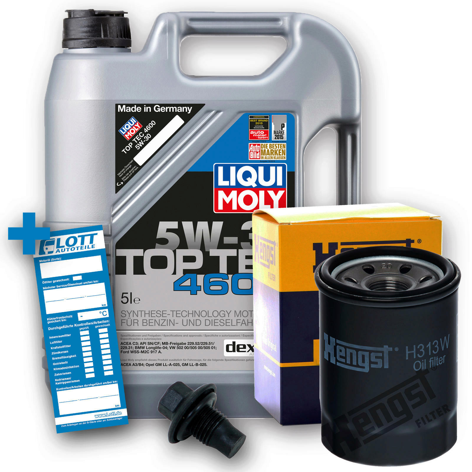 Ölwechsel Set 5L Liqui Moly Motoröl + Hengst Ölfilter + Ablassschraube