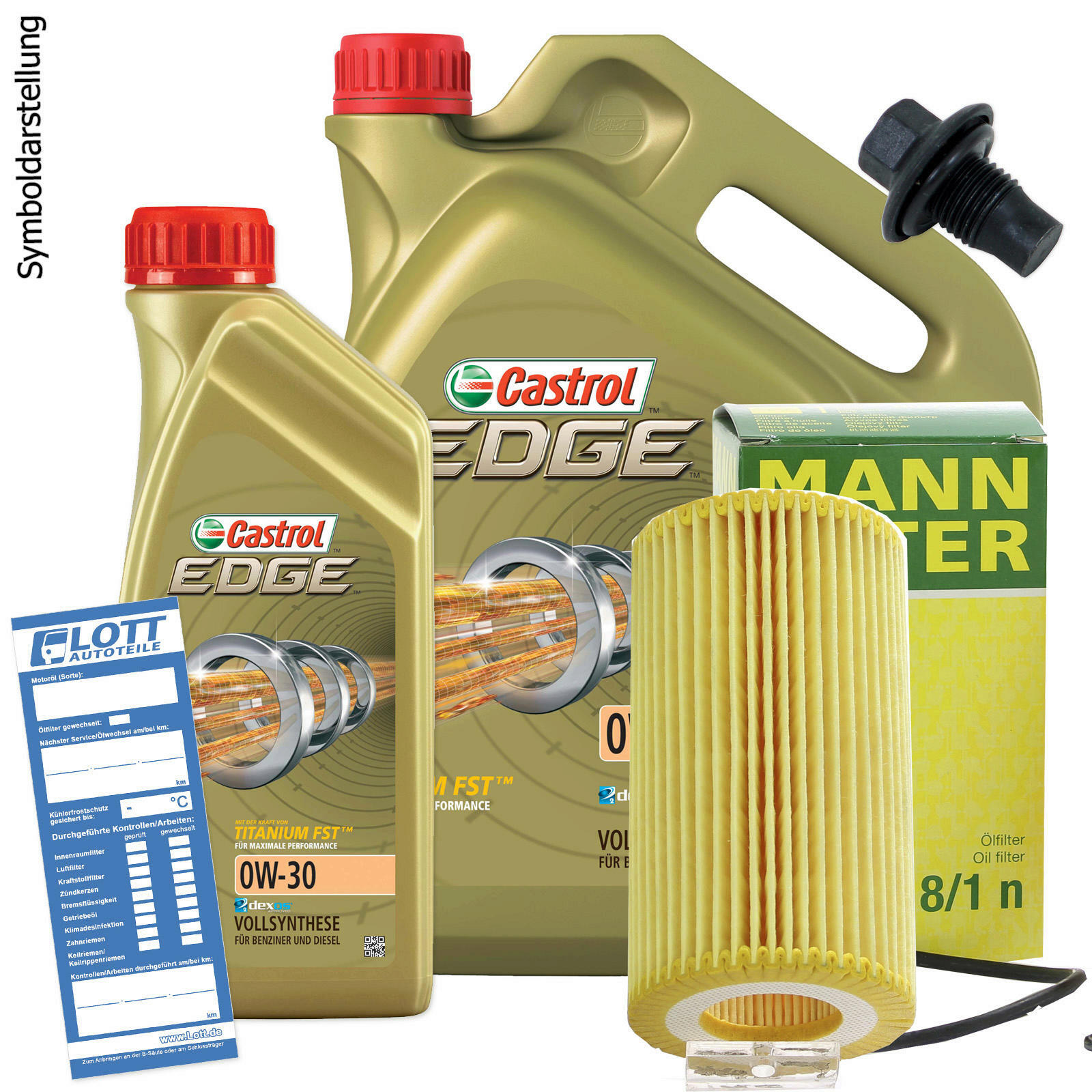 Ölwechsel Set Castrol Motoröl + MANN Ölfilter + Ablassschraube