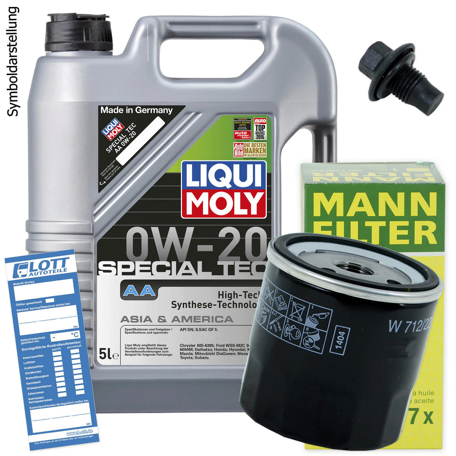 Ölwechsel Set 5L 0W20 Öl Motoröl LIQUI MOLY + MANN Ölfilter + Ablassschraube