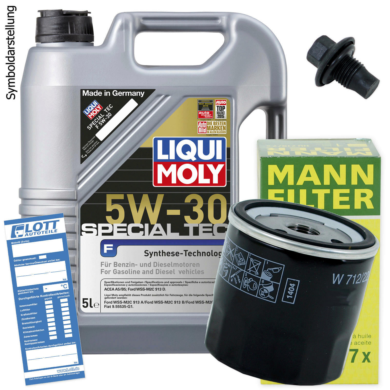 &Ouml;lwechsel Set 5L 5W30 &Ouml;l Motor&ouml;l LIQUI MOLY + MANN &Ouml;lfilter + Ablassschraube