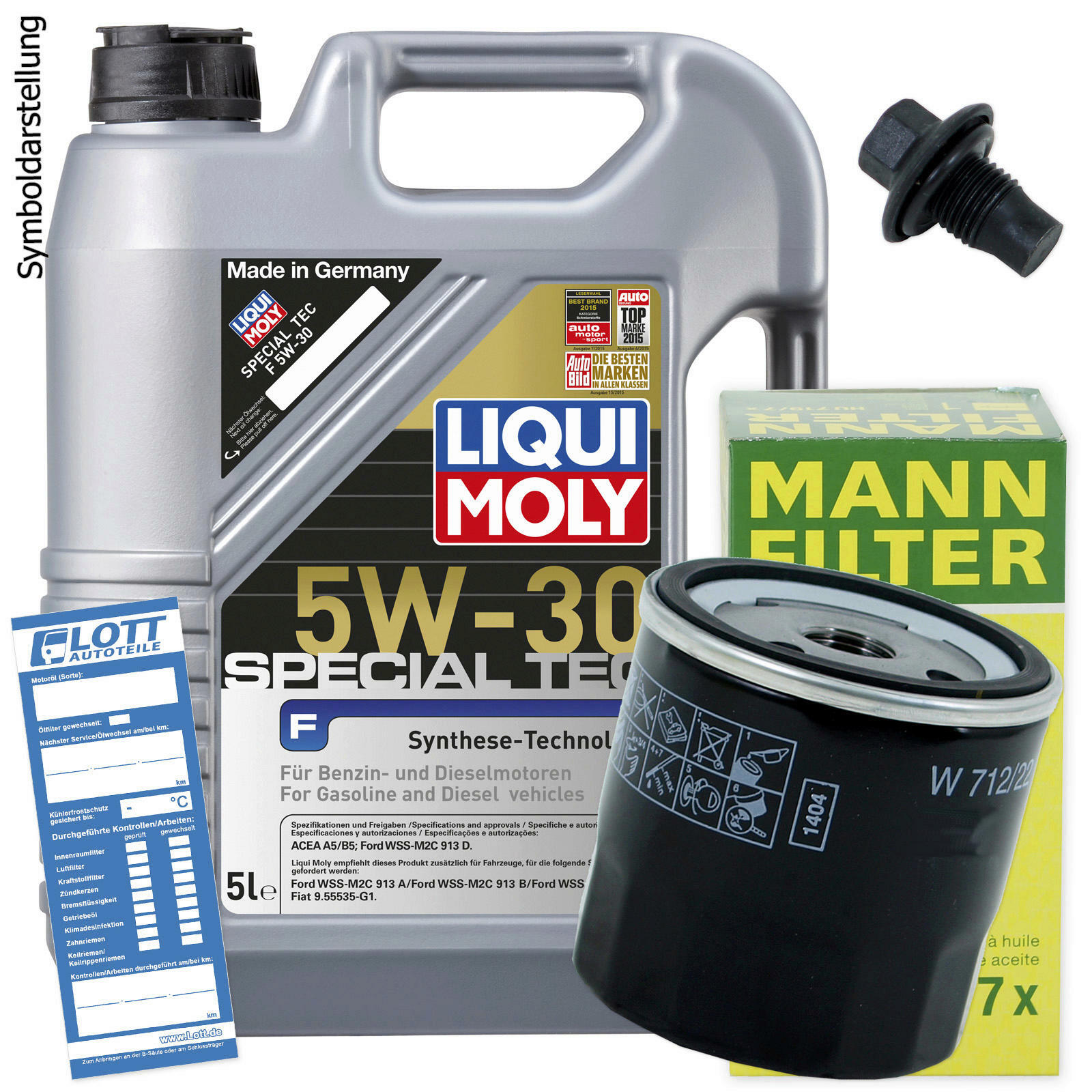 Ölwechsel Set 5L 5W30 Öl Motoröl LIQUI MOLY + MANN Ölfilter + Ablassschraube