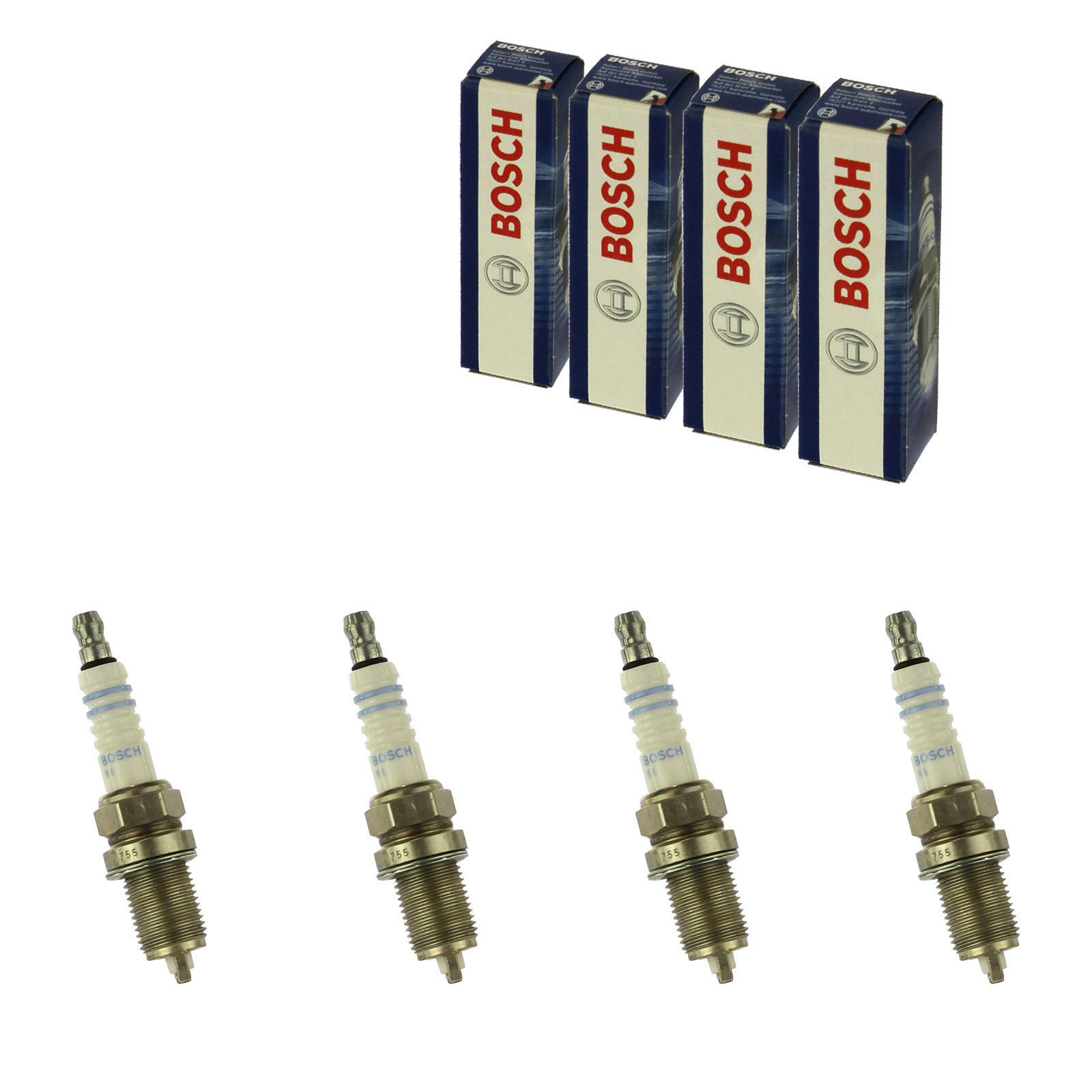 4x BOSCH Z&uuml;ndkerze passend f&uuml;r Ford KA 1.2 169A4000 Fiat Panda 1.1 187 A1.000