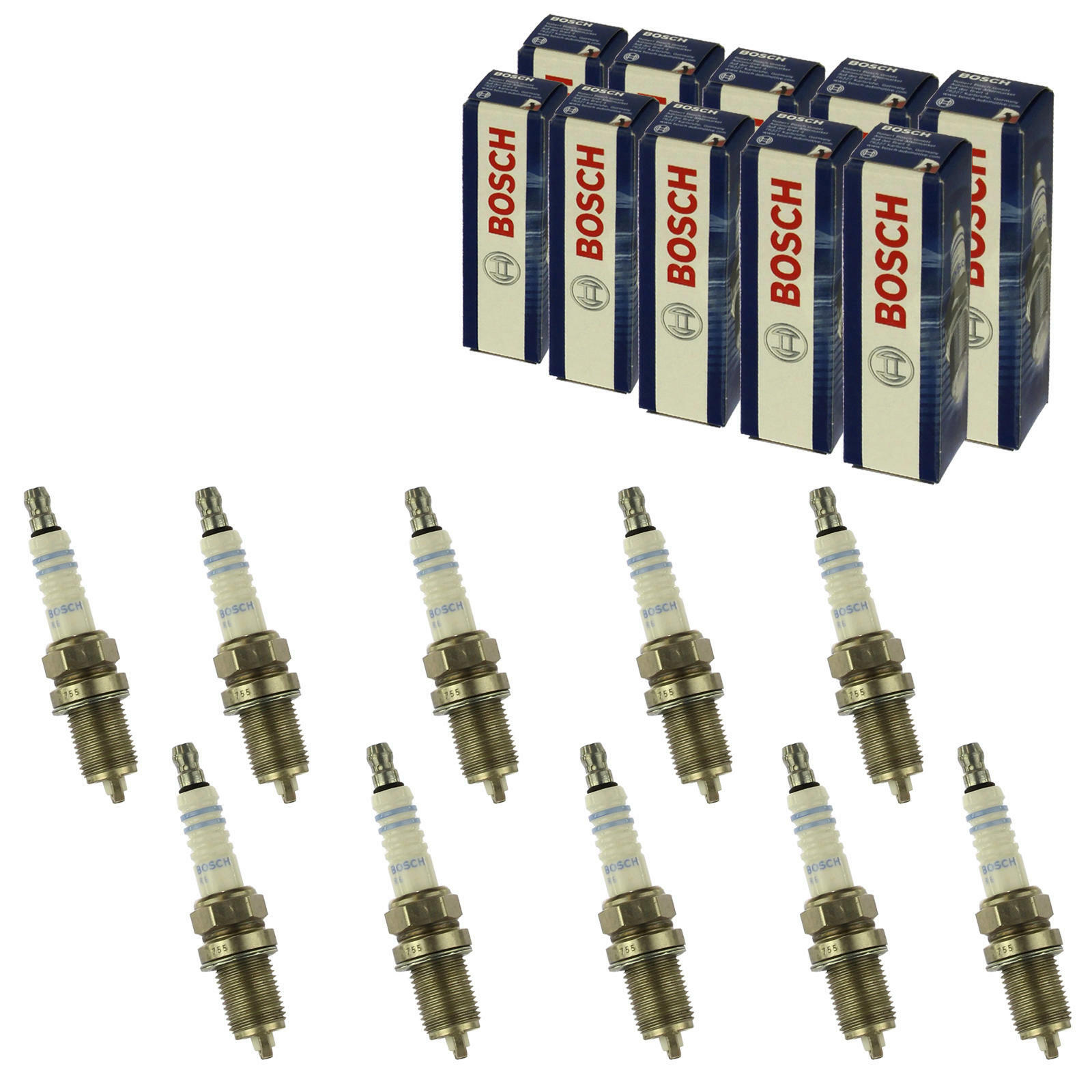 10x BOSCH Zündkerze Zuendkerze Double Platinum Set / 0 242 245 576 / 10-Zylinder