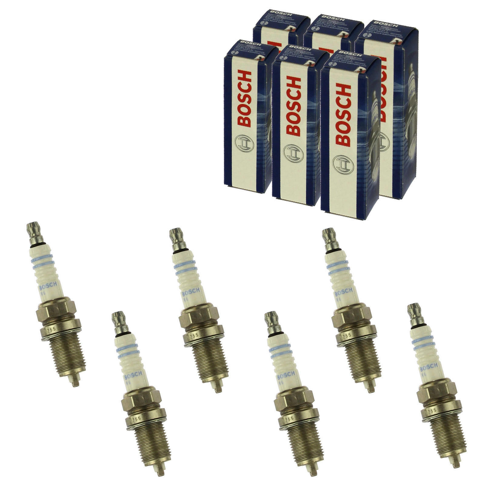 6x BOSCH Zündkerze Zuendkerze Double Platinum Set / 0 242 245 576 / 6-Zylinder