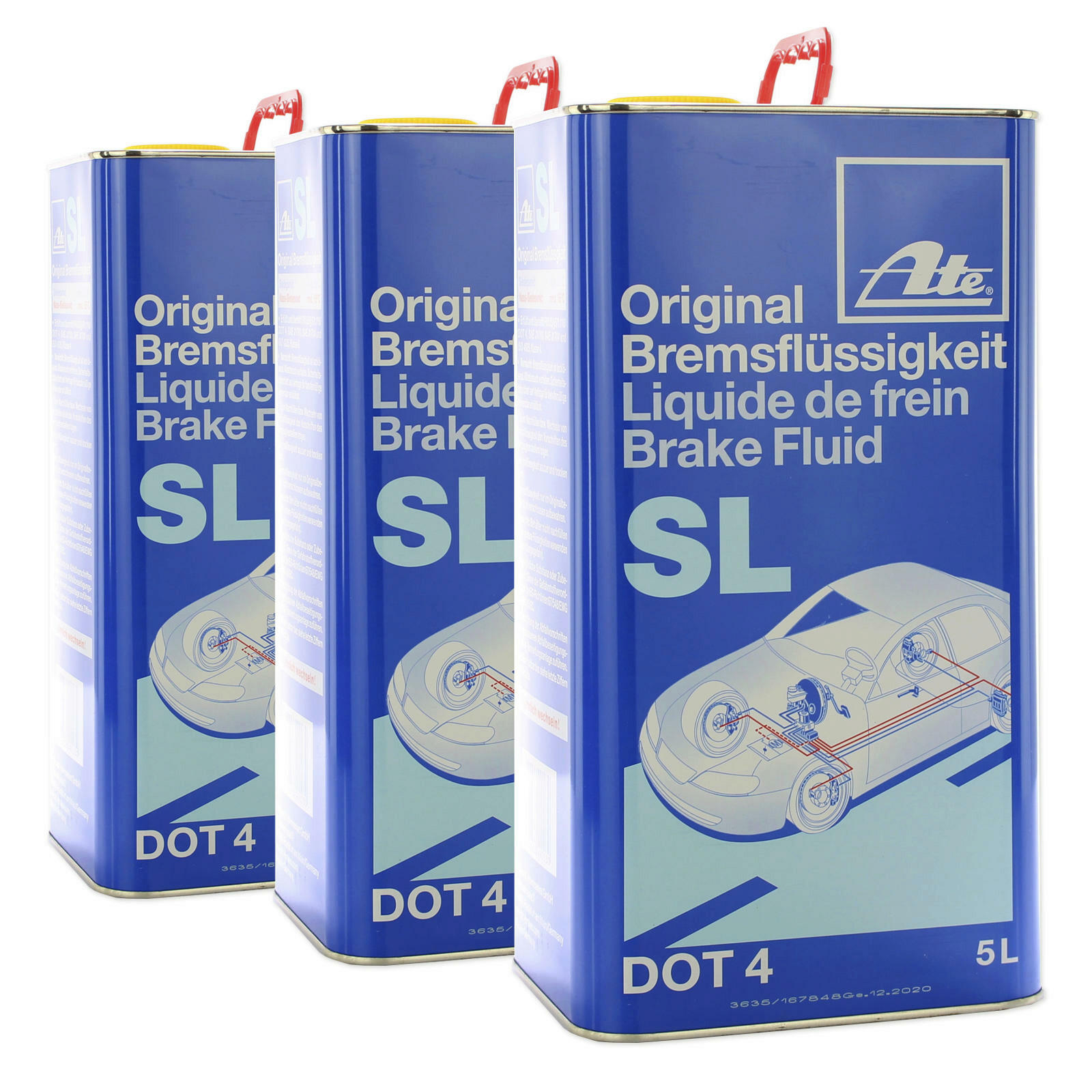 3x ORIGINAL ATE Bremsflüssigkeit Brake Fluid SL DOT4 5 Liter // 03.9901-5803.2