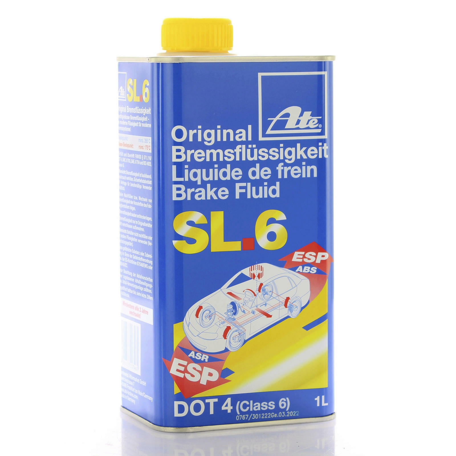 4x ORIGINAL ATE Bremsflüssigkeit Brake Fluid SL.6 DOT4 1 Liter / 03. ...