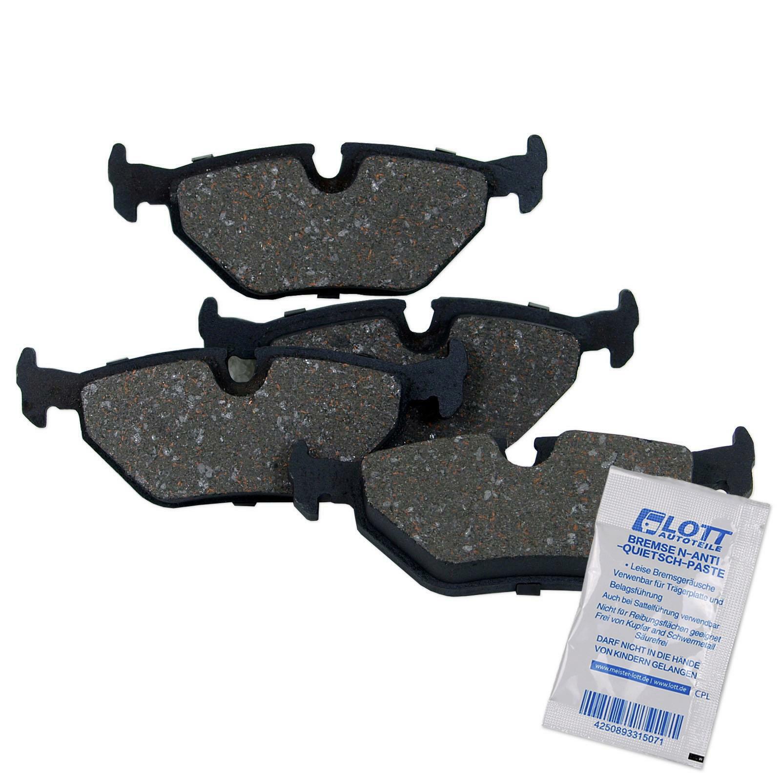 Bremsbel&auml;ge Bremsbelagsatz Kl&ouml;tze hinten BMW 5er E34 7er E32 + Montagepaste