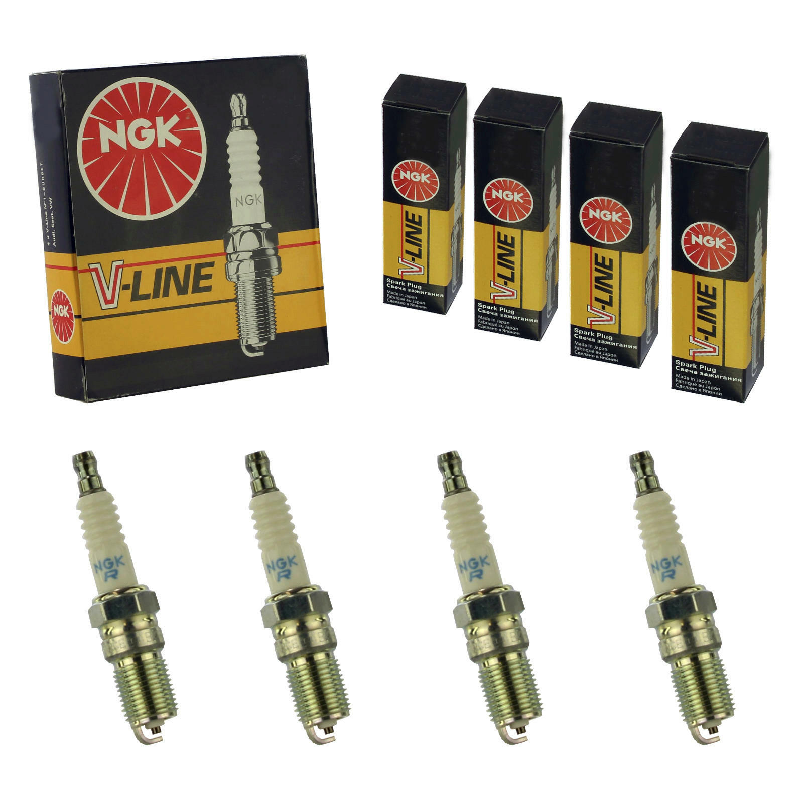 4x NGK Zündkerze Zuendkerze LFR6B Set // 6677 / 4-Zylinder