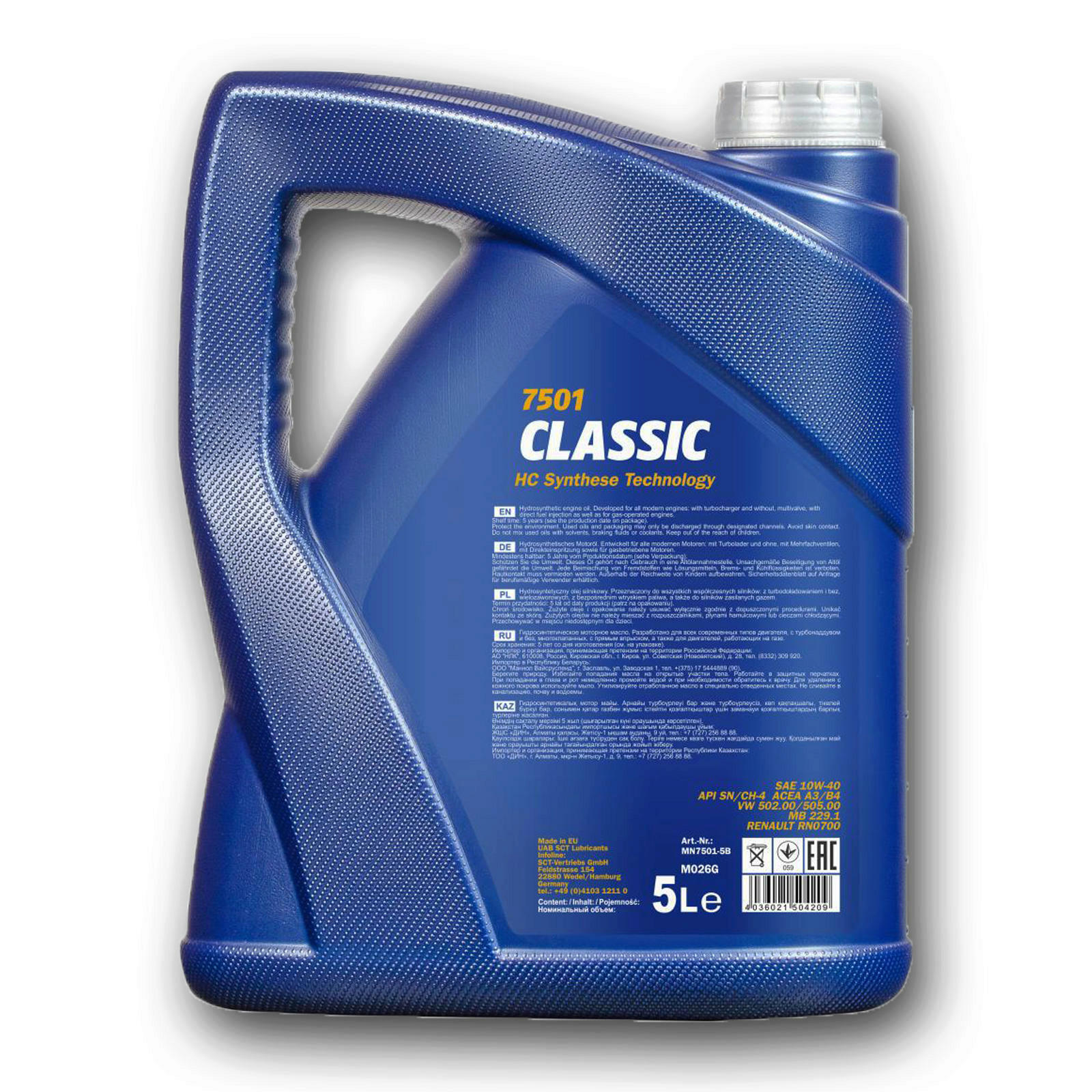 4x 5L Mannol Motoröl Classic 10W-40 Motorenöl passend für VW 5...