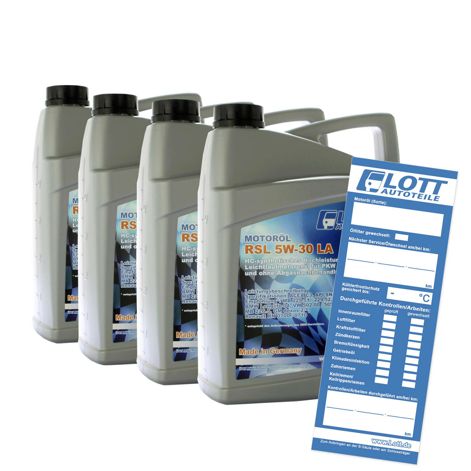 4x 5L LOTT Motoröl Motorenöl RSL 5W-30 LA 20 Liter Ö // 100% Made in Germany