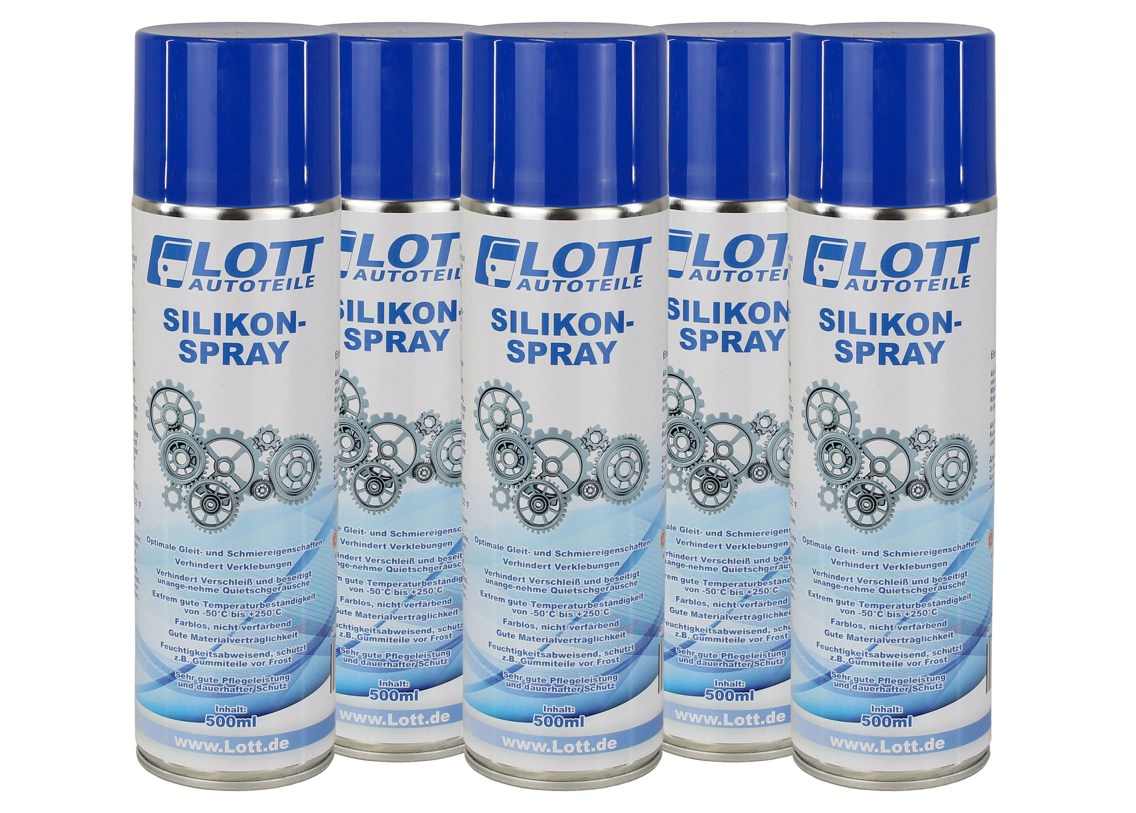 5x Lott Silikonspray 500ml / Silikon Spray Schmierstoff Siliconespray