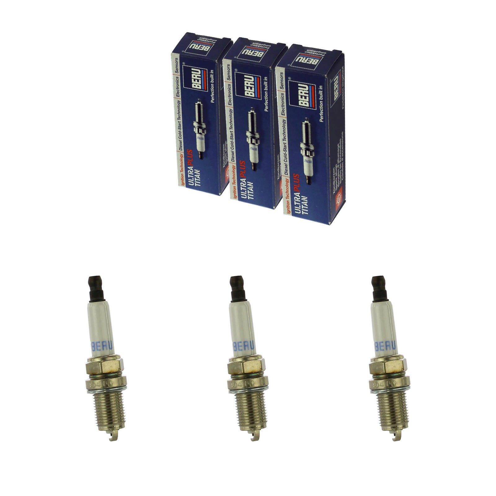3x BERU Zündkerze Zuendkerze ULTRA TITAN UPT8 Set / 3-Zylinder