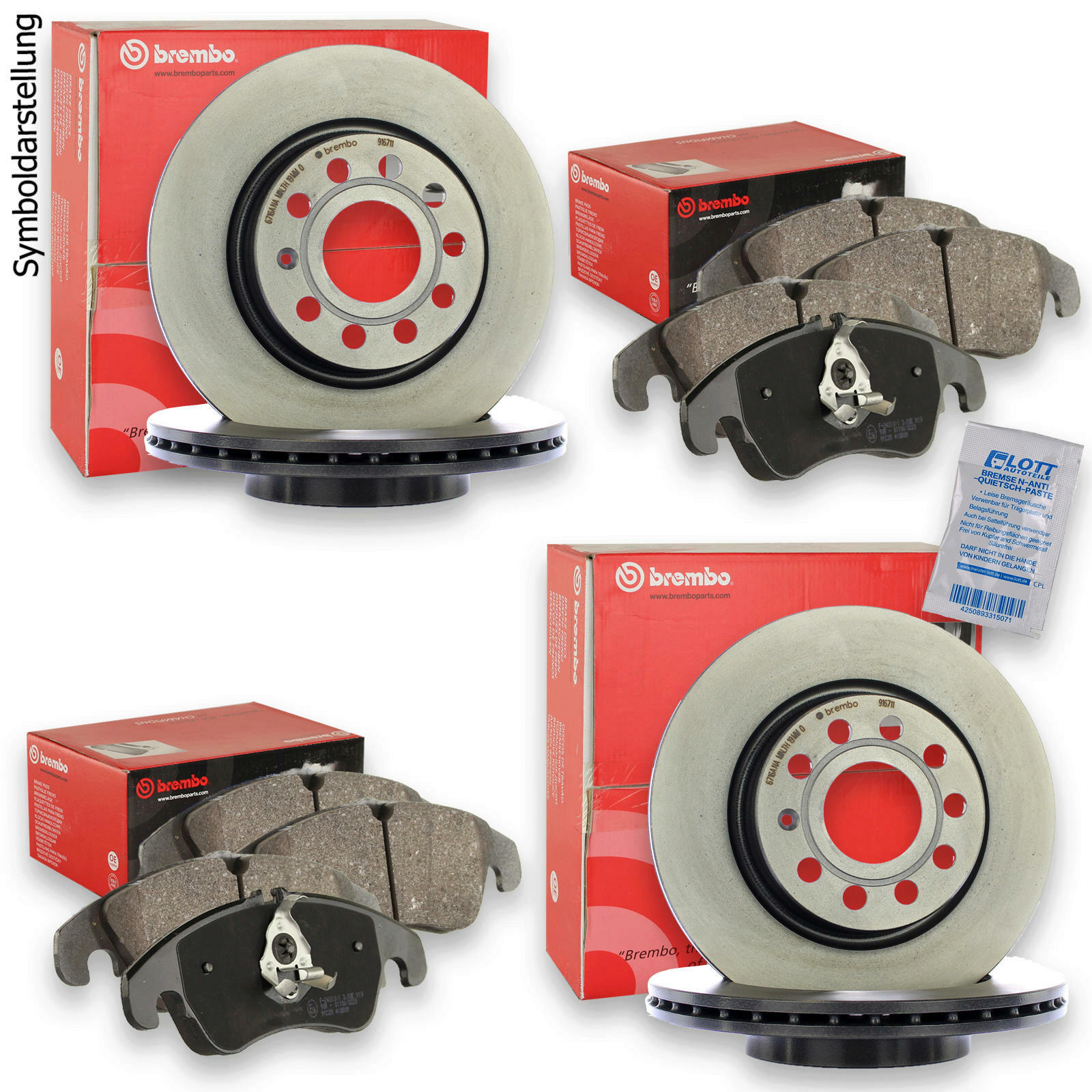 4x Brembo Bremsscheiben + Beläge Vorne + Hinten passend für Mini Co...