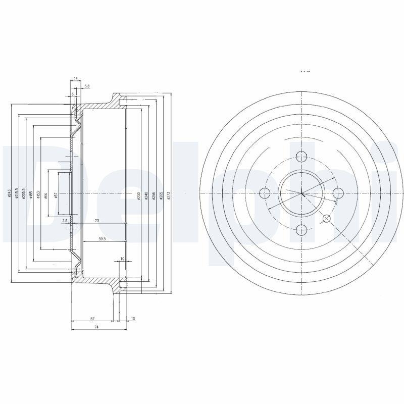 2x DELPHI Bremstrommel