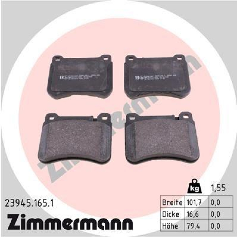 ZIMMERMANN Bremsbelagsatz, Scheibenbremse 23945.165.1